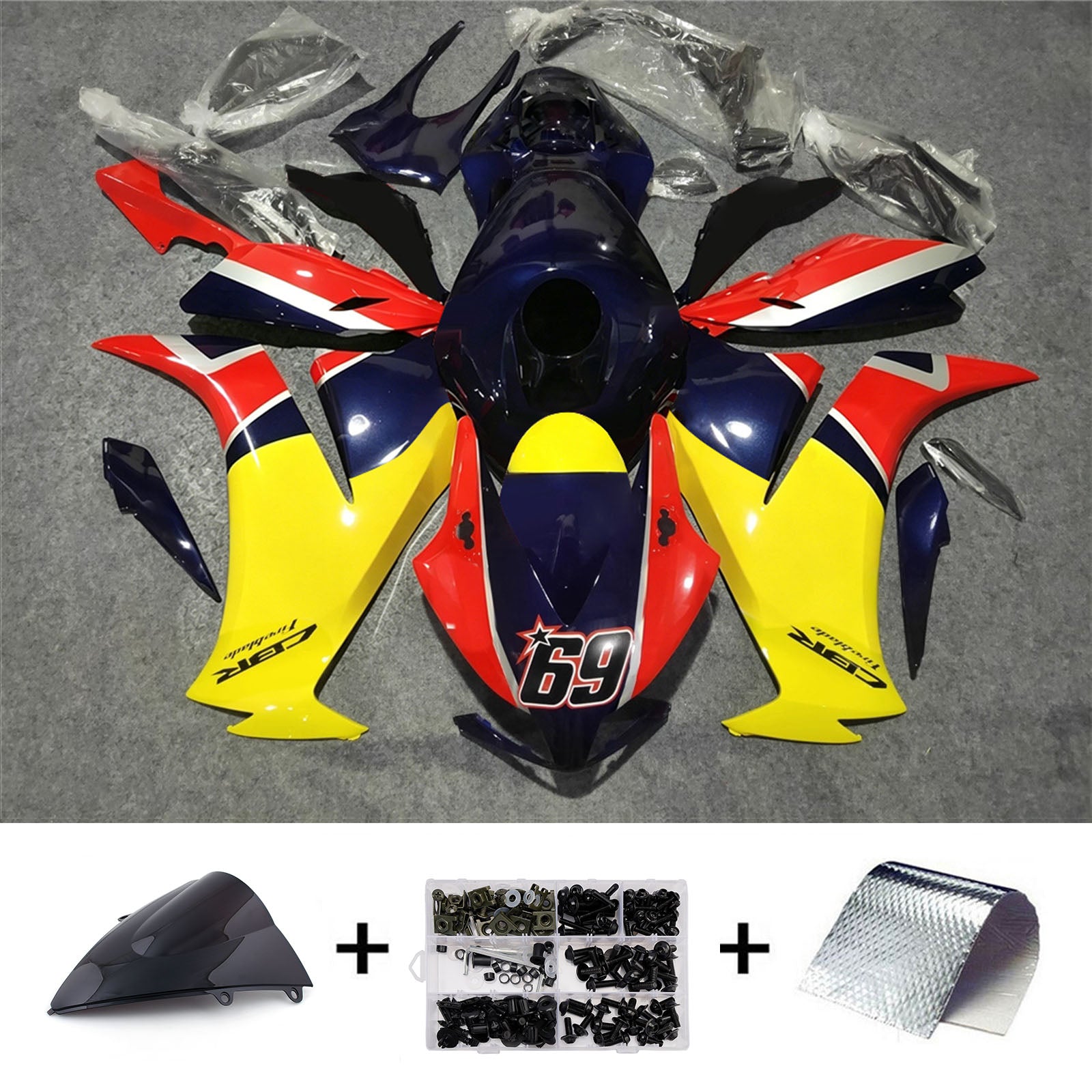 Amotopart 2012-2016 Honda CBR1000RR Red/Yellow/Purple Fairing Kit