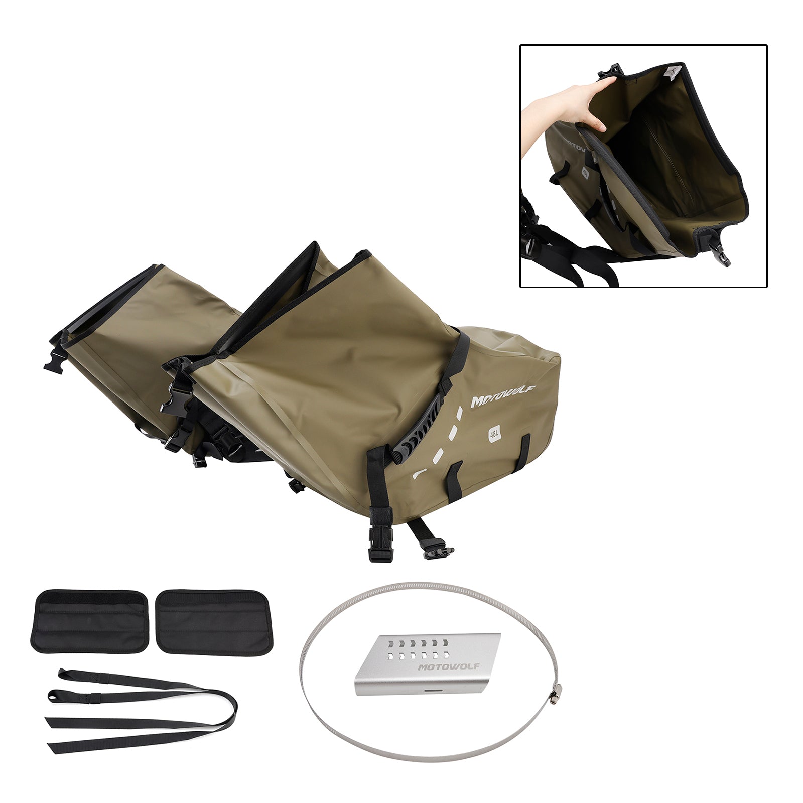 Scooter Motorcycle Side Tail Bag Saddlebag Color Matching Luggage 86L Green