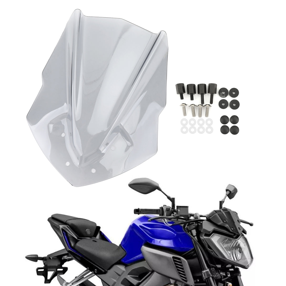 ABS Motorrad Windschutzscheibe Windschutz für Yamaha MT125 2015-2019 Grau