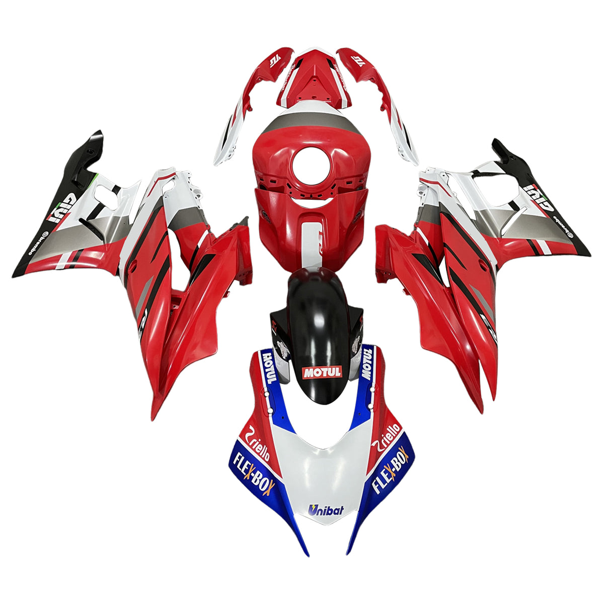 Amotopart 2022-2023 Yamaha YZF-R3 R25 Red with Blue Accents Fairing Kit