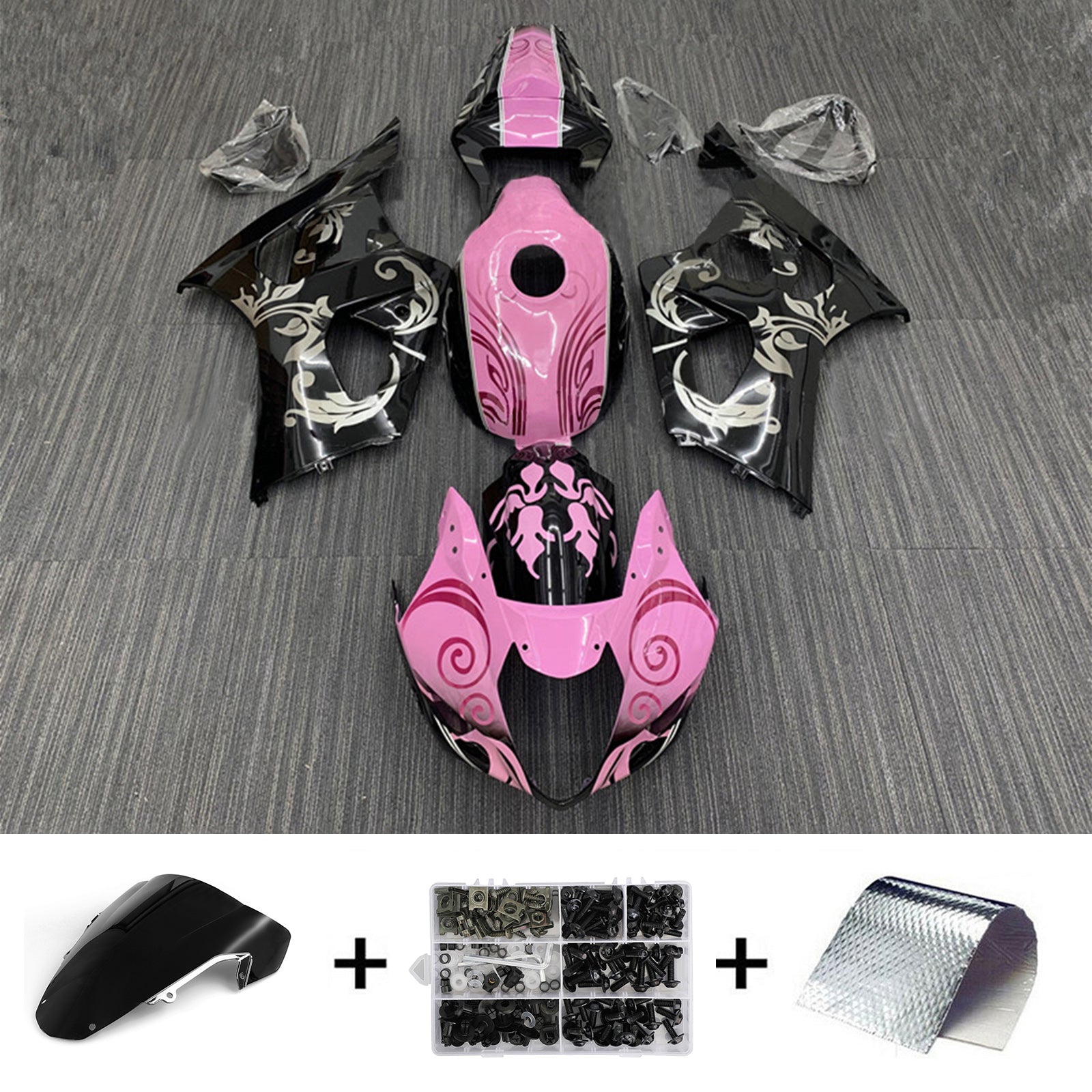 Amotopart 2003-2004 Suzuki GSXR1000 Pink Black Fairing Kit