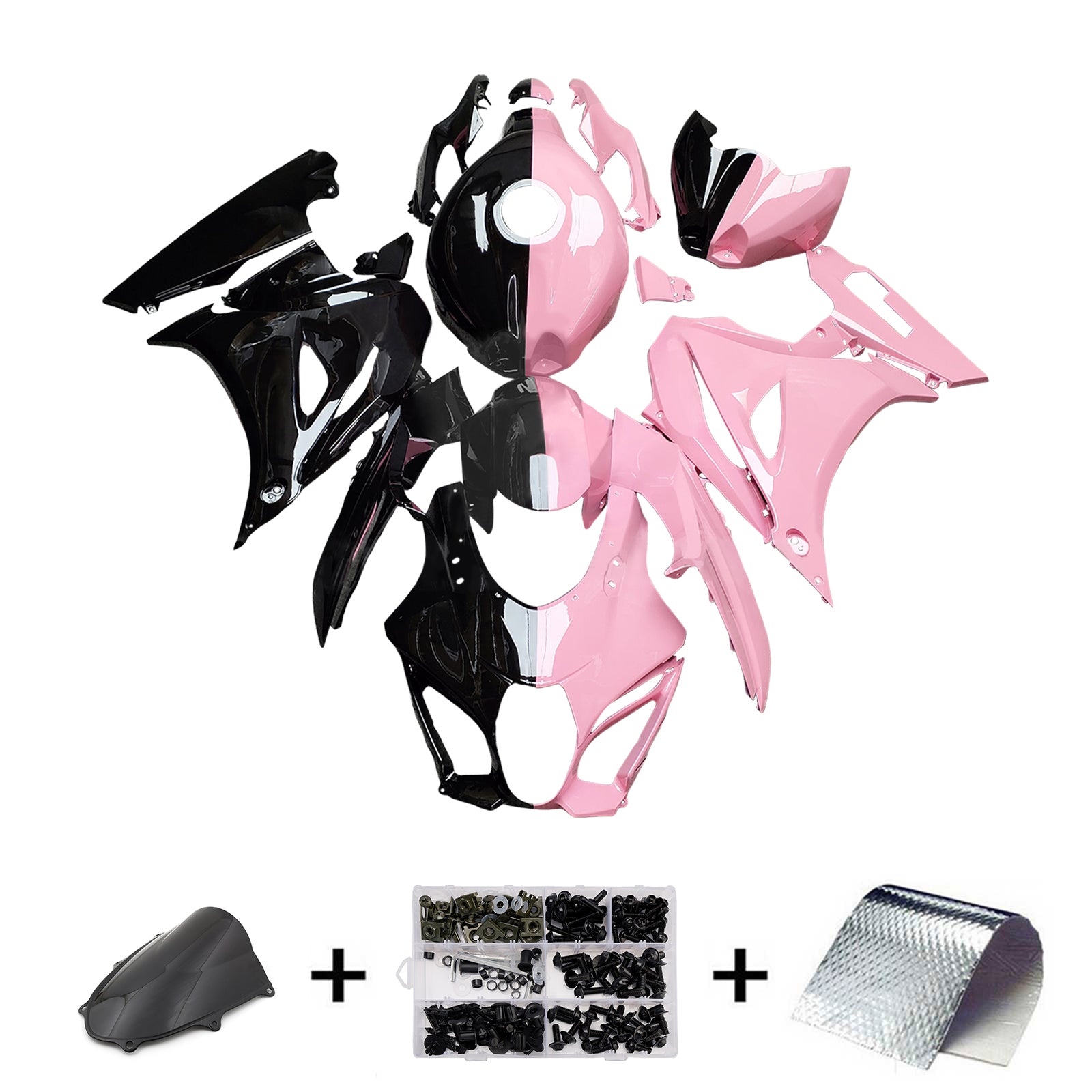 Amotopart 2017-2025 Suzuki GSXR1000 Kohlefasermuster Pinkverkaufskit