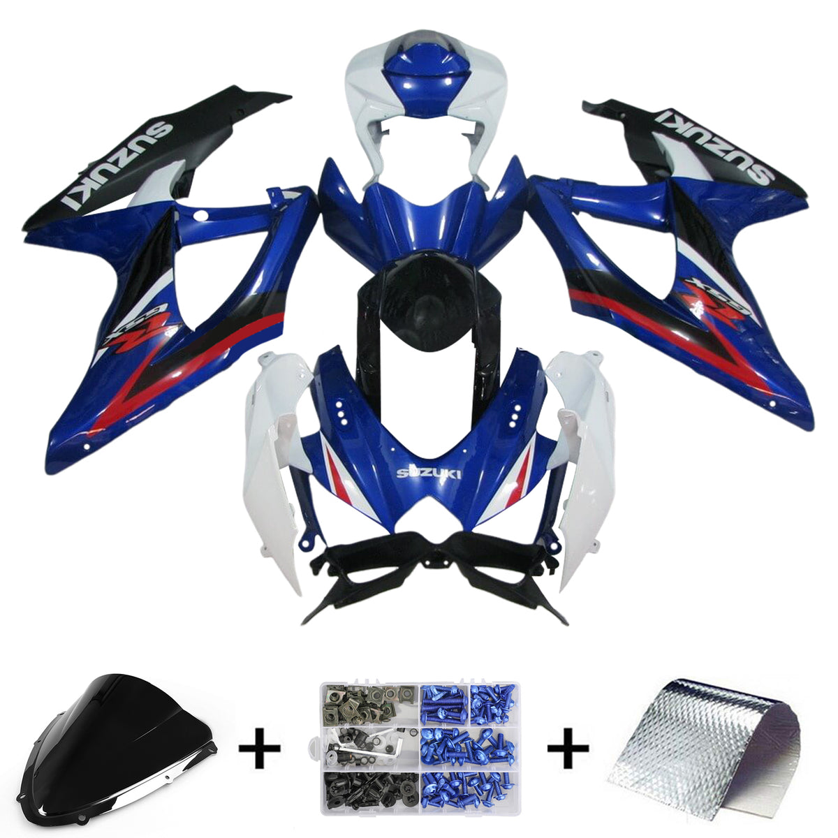 Amotopart 2008-2010 K8 GSXR 600/750 Suzuki Kit de carenado azul y negro