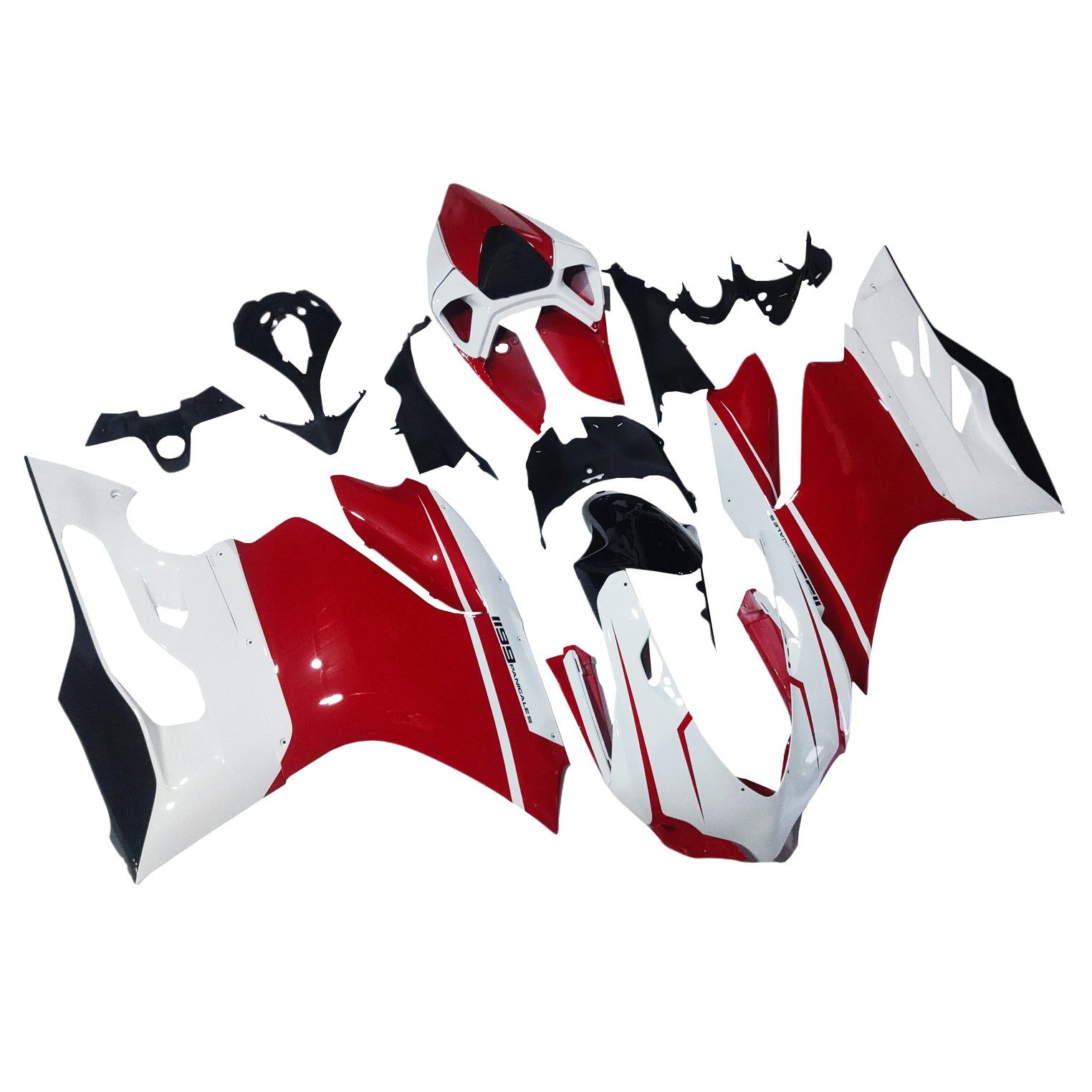 Amotopart 2012-2015 Ducati 899 White Red & Lines Fairing Kit