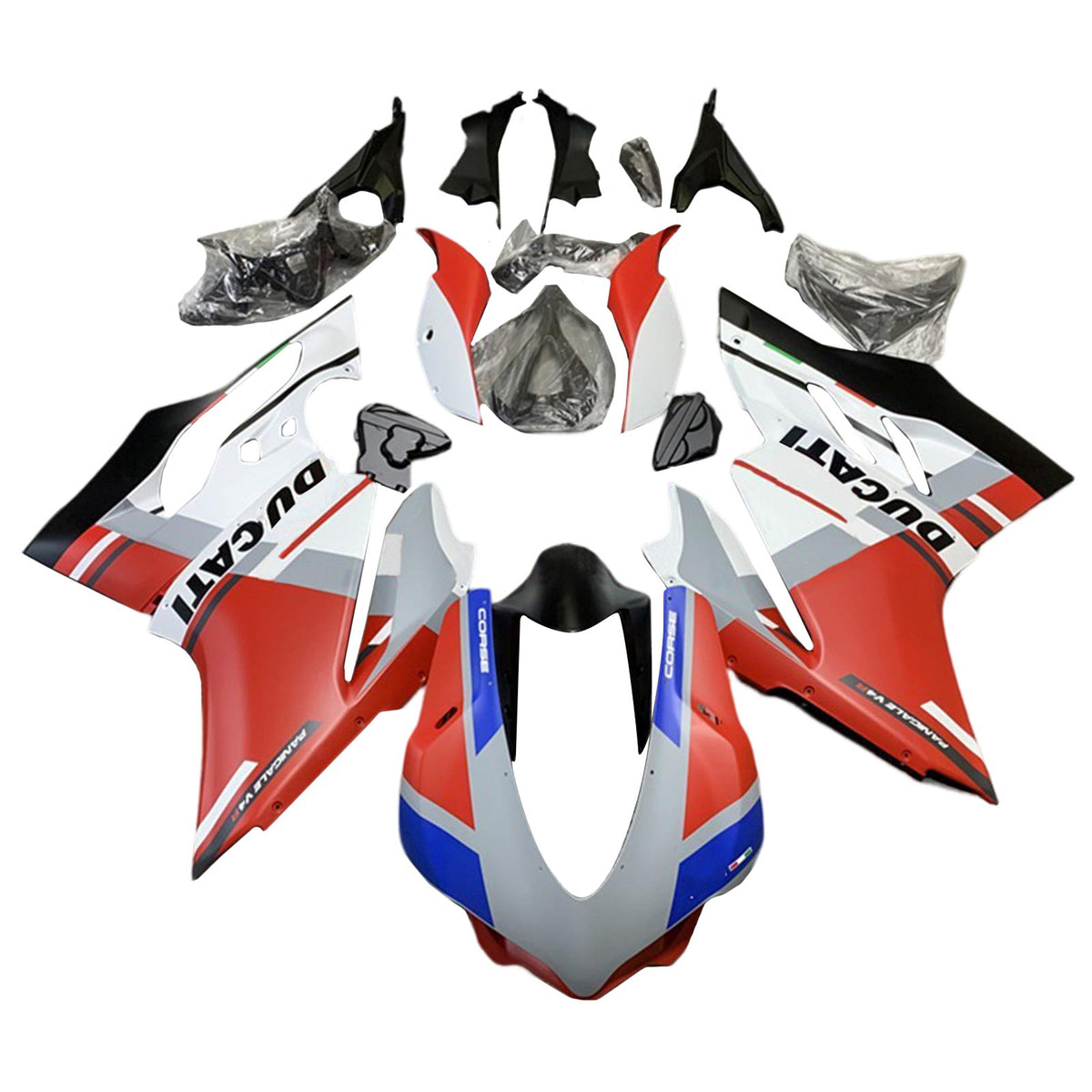 Amotopart 2015-2020 Kit carena Ducati 1299 959 Rosso&amp;Bianco Style2