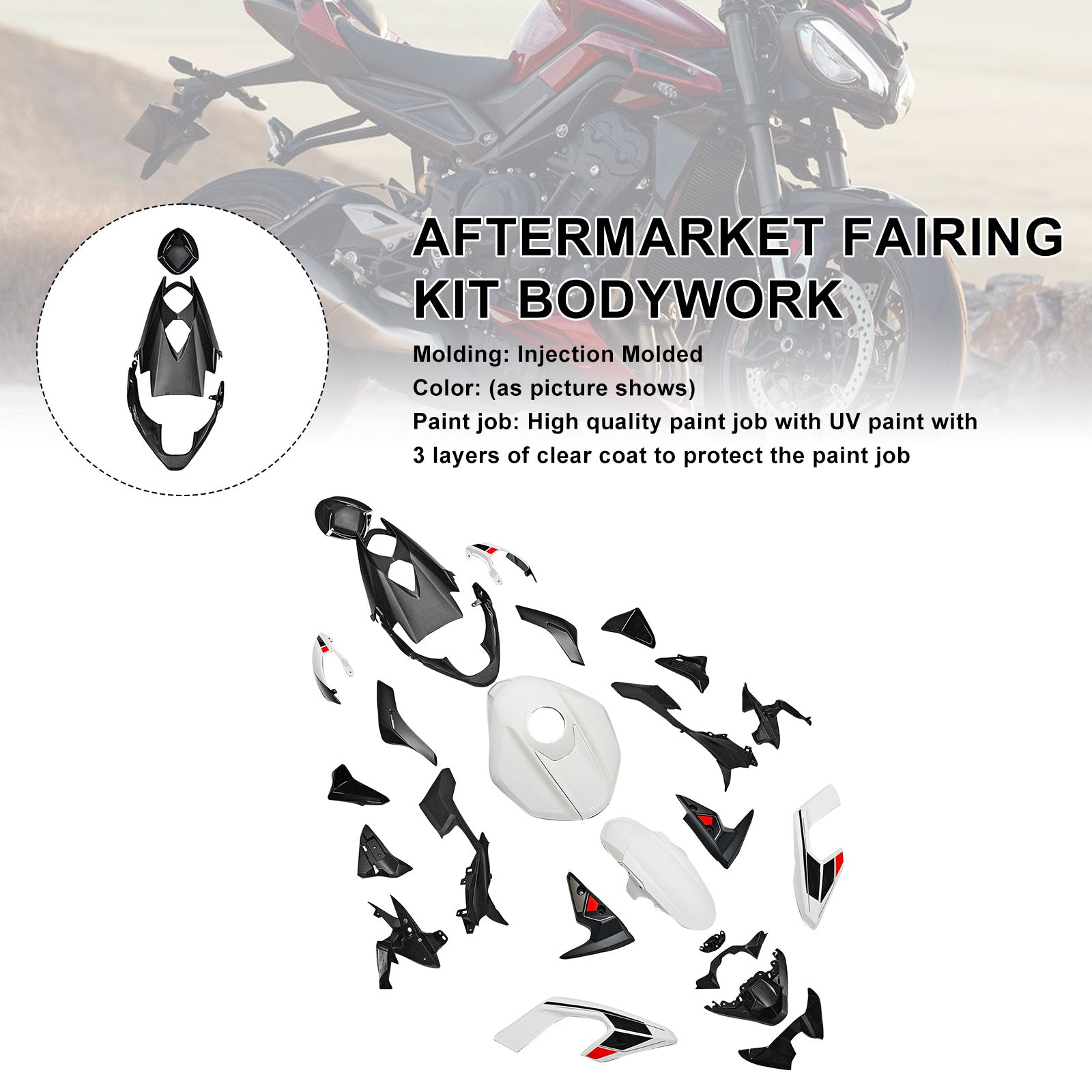 Amotopart 2023–2025 Triumph Street Triple 765 R/RS Verkleidungsset-Kollektion
