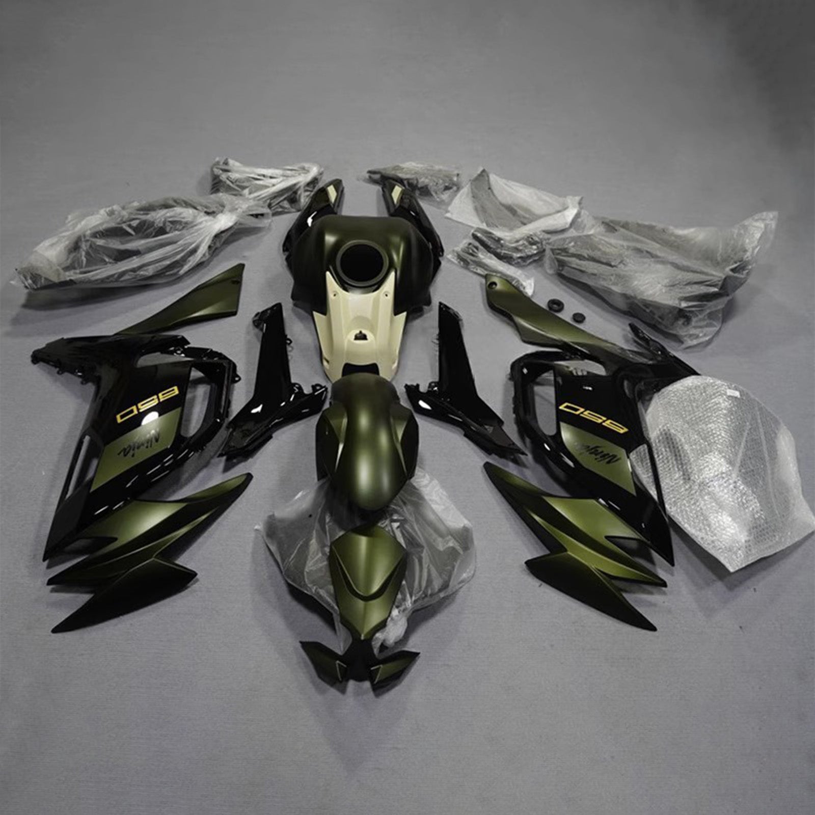 Amotopart 2020-2025 Kawasaki ER6F/Ninja650 Dark Green Black Fairing Kit