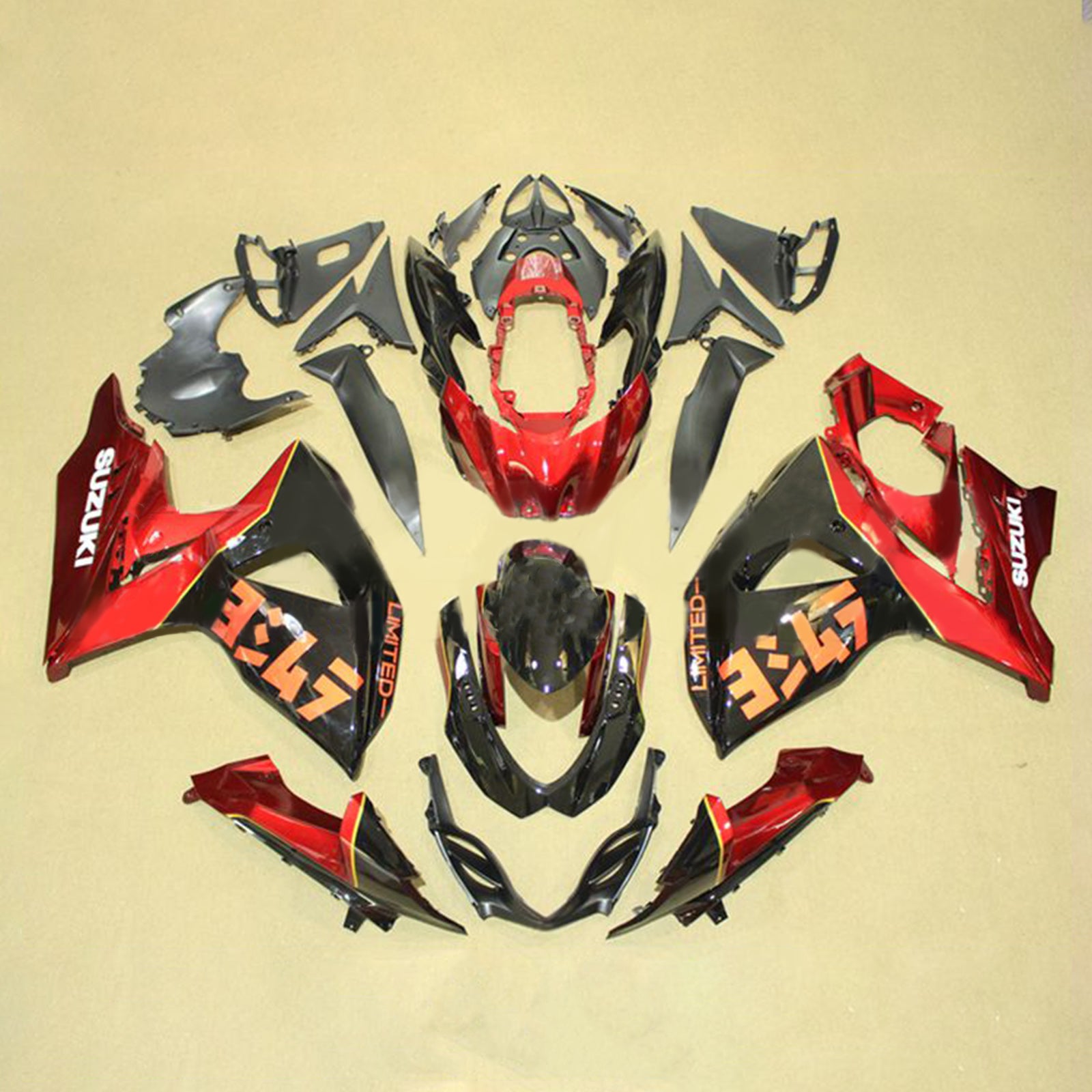 Amotopart 2009-2016 K9 GSXR1000 Suzuki Red&Black Fairing Kit