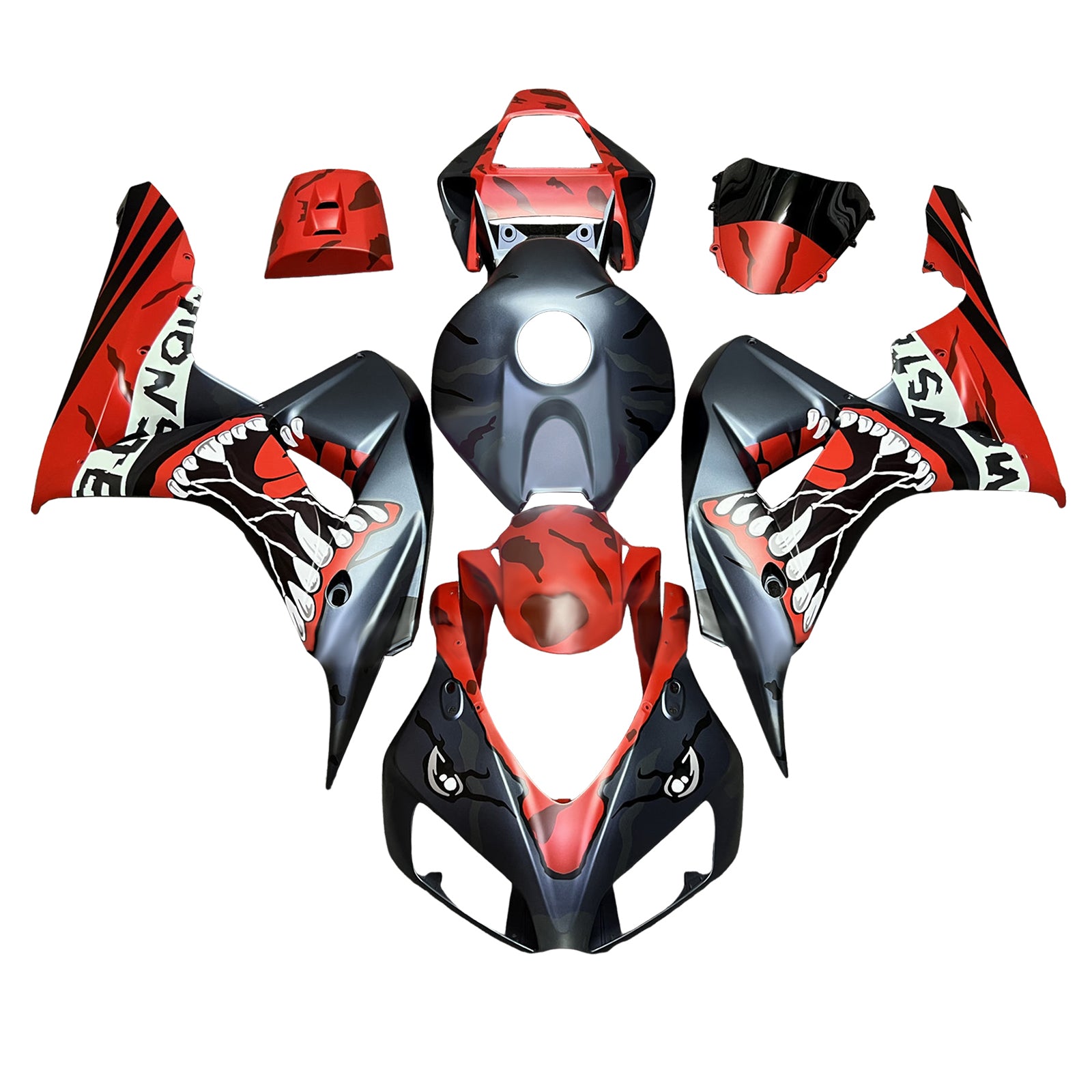Amotopart 2006-2007 Honda CBR1000rr Monster Black Red Fairring Kit