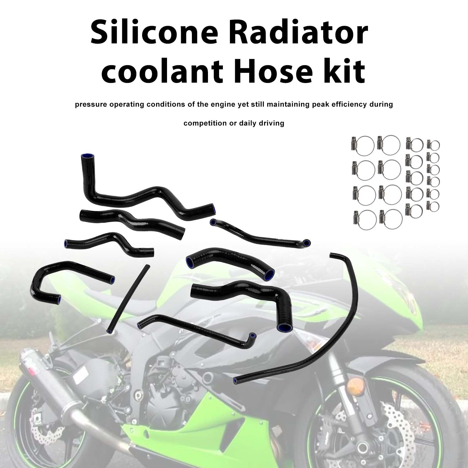 09-26 Kit de mangueira de refrigeração do radiador de silicone Kawasaki Ninja 636 ZX-6R