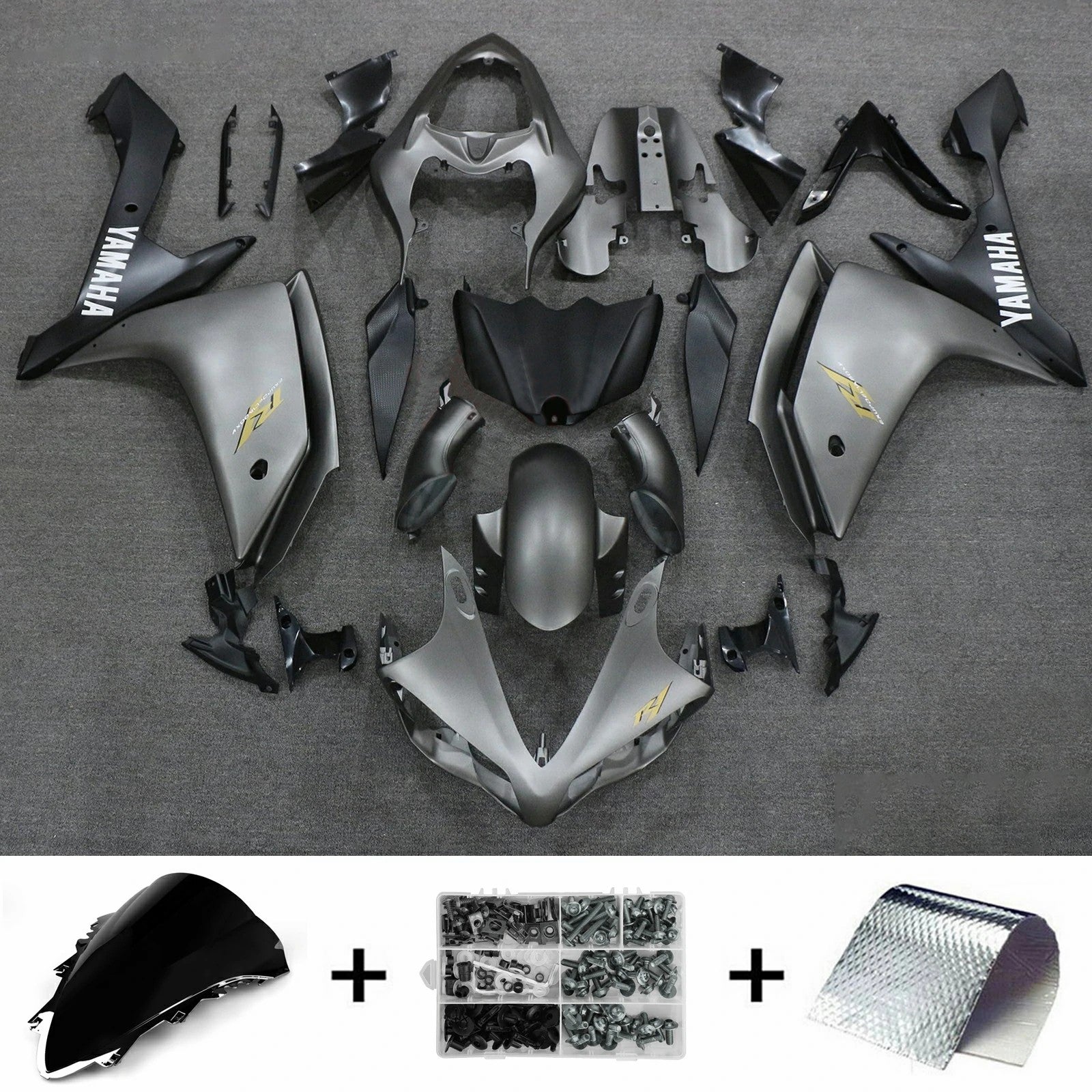 Amotopart 2007-2008 Yamaha YZF 1000 R1 Kit de carenado gris brillante y mate