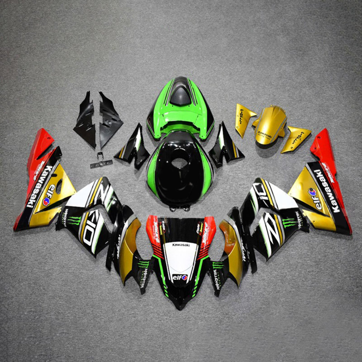 Amotopart 2004-2005 ZX10R Kawasaki Gold&Green Fairing Kit