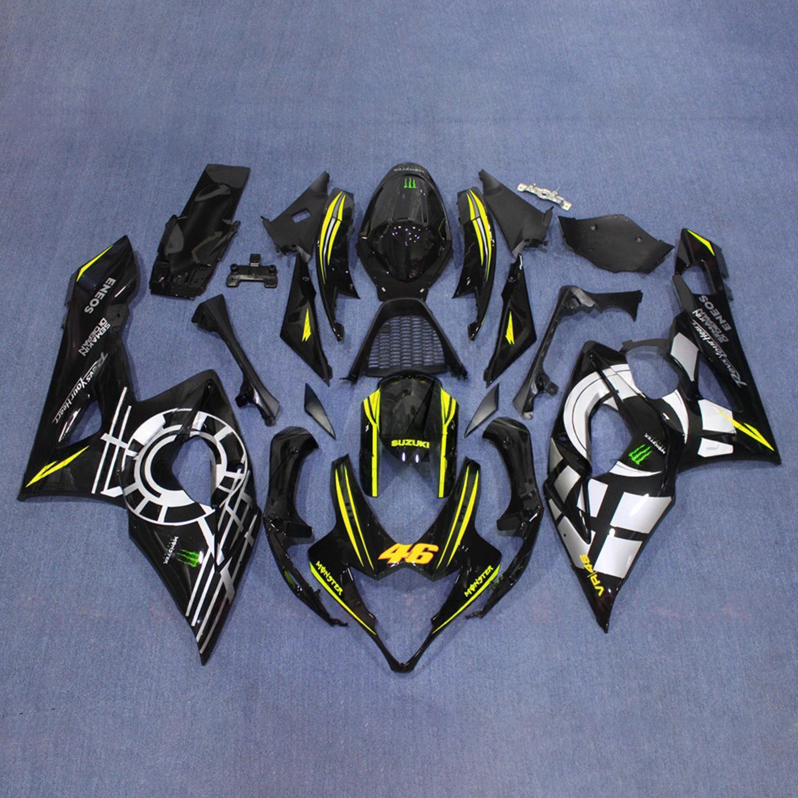 Amotopart 2005-2006 Suzuki GSXR1000 Black Silver Yellow Fairing Kit