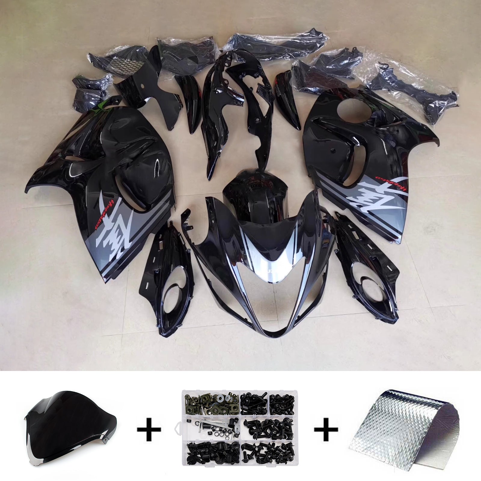 Amotopart 2008-2020 Suzuki Hayabusa GSX1300R Black Fairing Kit