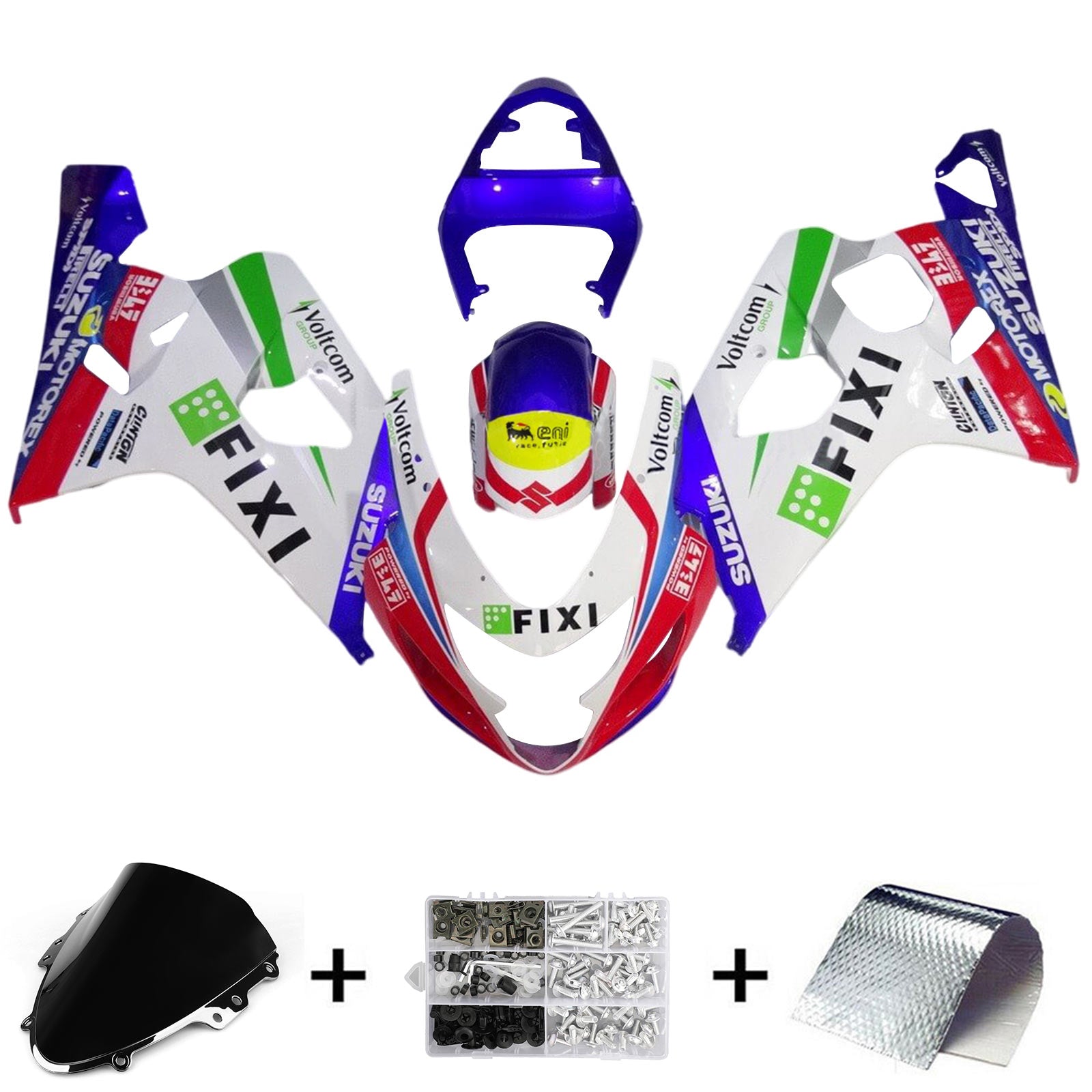 Amotopart 2004-2005 K4 GSXR 600/750 Suzuki Kit de carenado multicolor