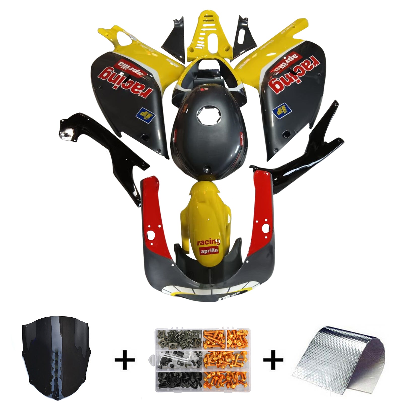 Amotopart 2000-2005 Aprilia RS125 Kit de carénage jaune et rouge