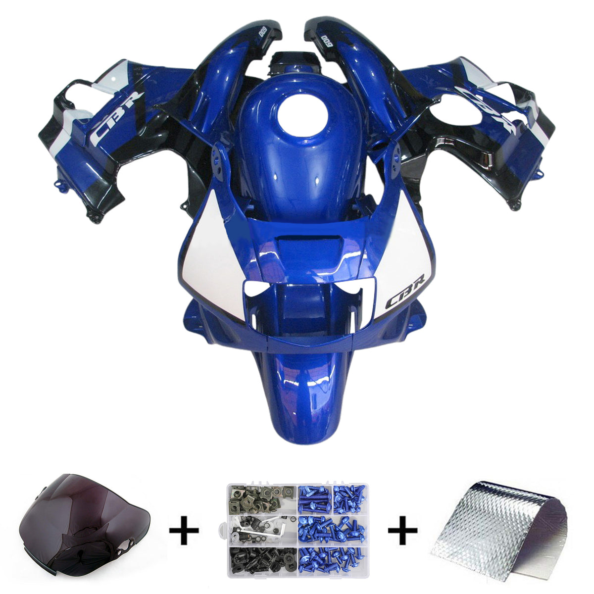 Amotopart 1991-1994 Honda CBR600 F2 Kit de carénage bleu blanc noir