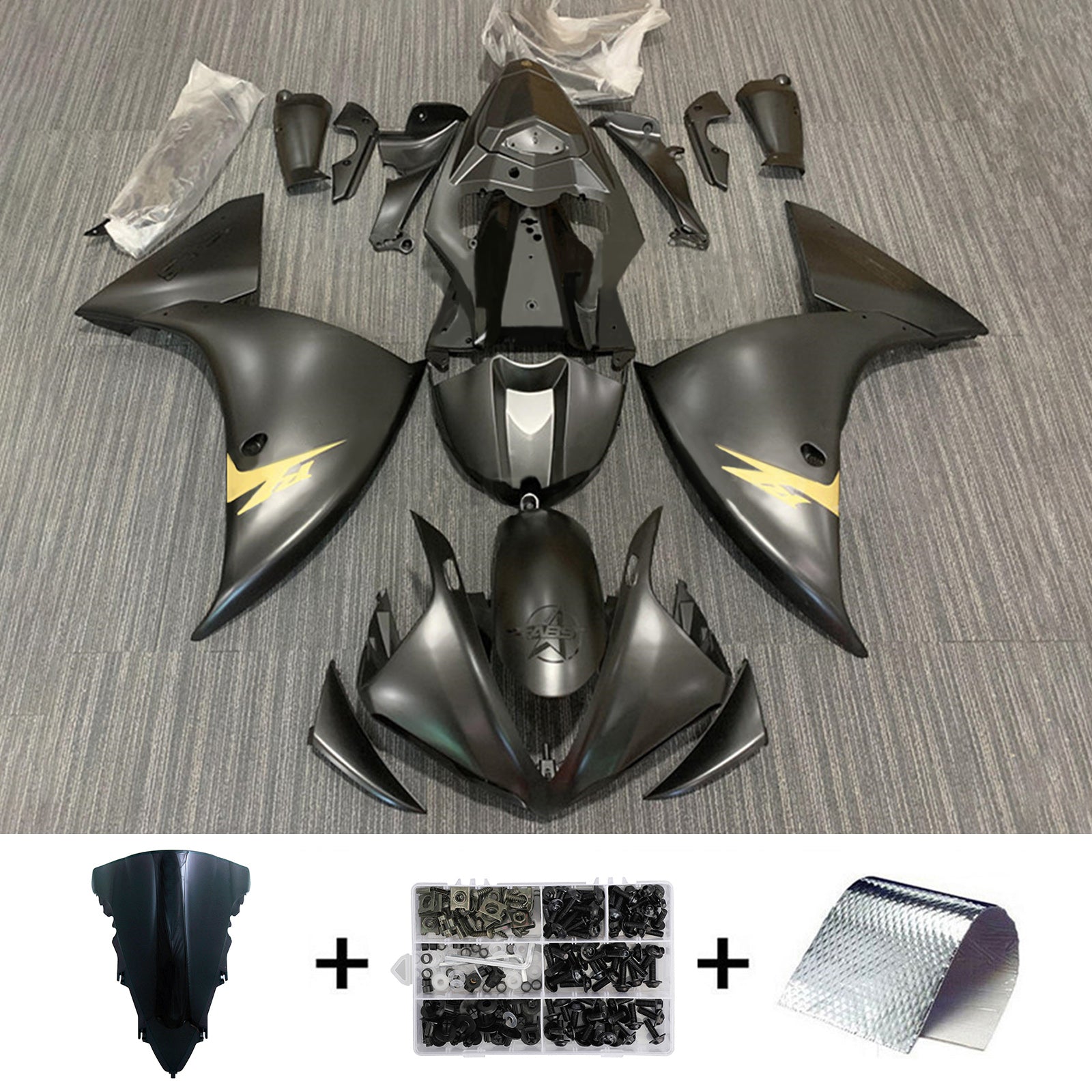 Amotopart 2012-2014 Yamaha YZF 1000 R1 Matte Black Fairing Kit