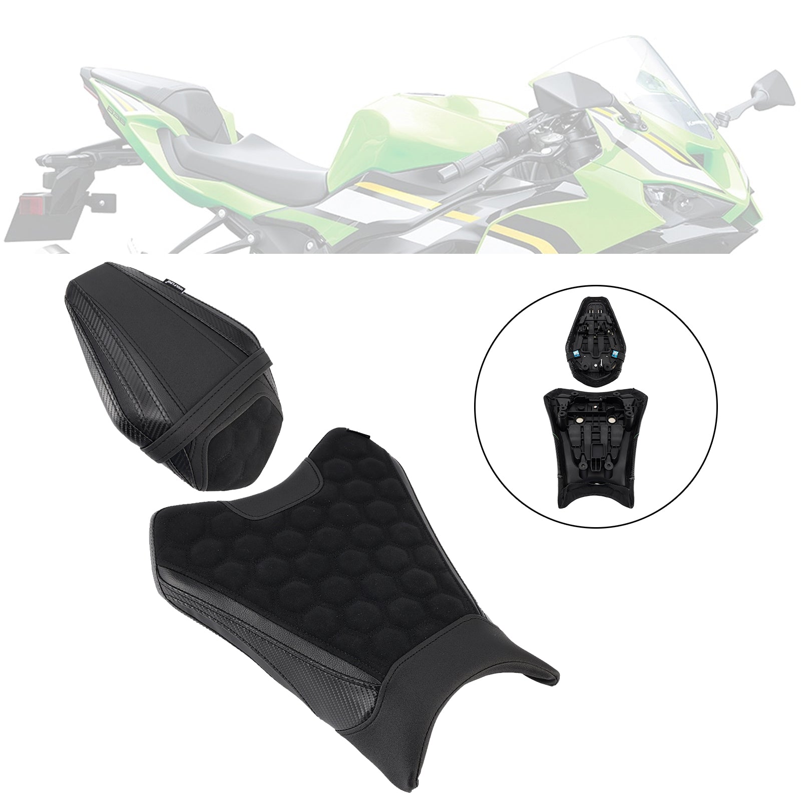 19-25 Kawasaki Zx-6R Zx 6R Lower Front W/ Rear Seat Driver Pillion Black1