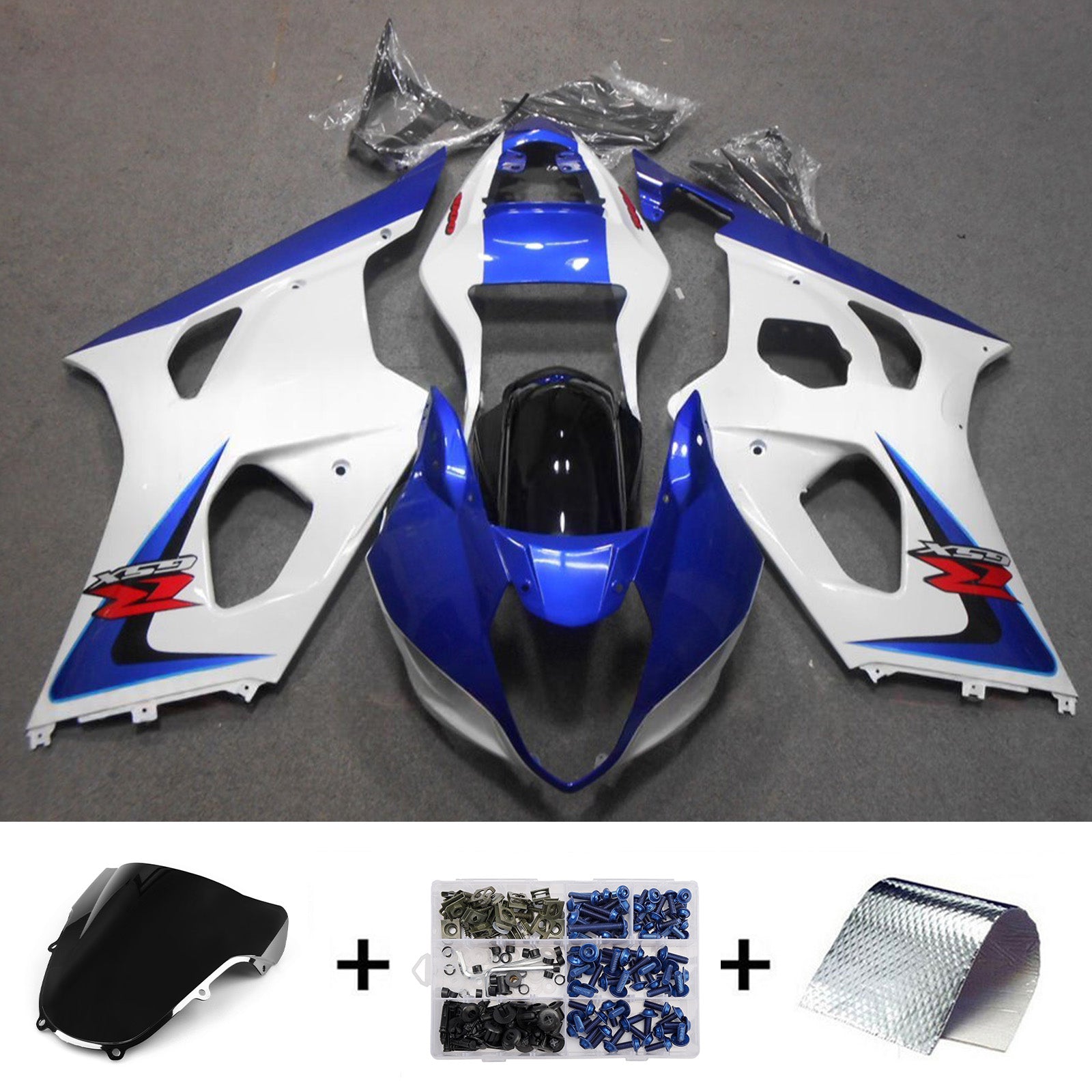 Amotopart 2000-2002 Suzuki GSXR1000 Blue White Fairing Kit