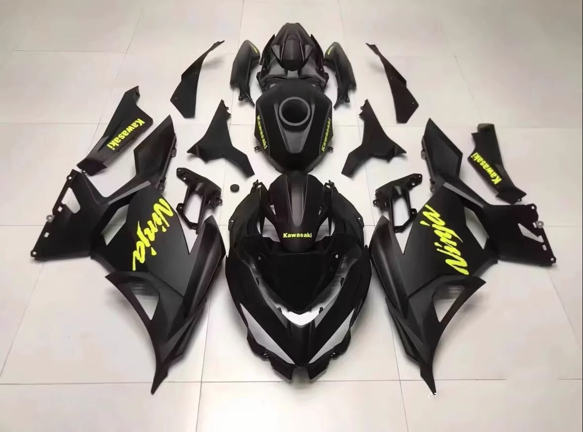 Amotopart Kawasaki EX400/Ninja400 2018-2023 Kit de carenado negro y amarillo