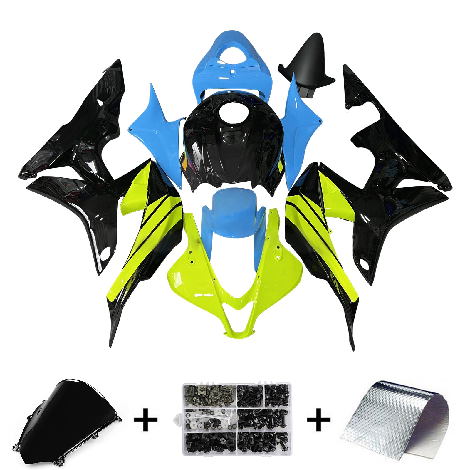 Amotopart 2007-2008 Honda CBR600RR Kit de carénage noir jaune bleu