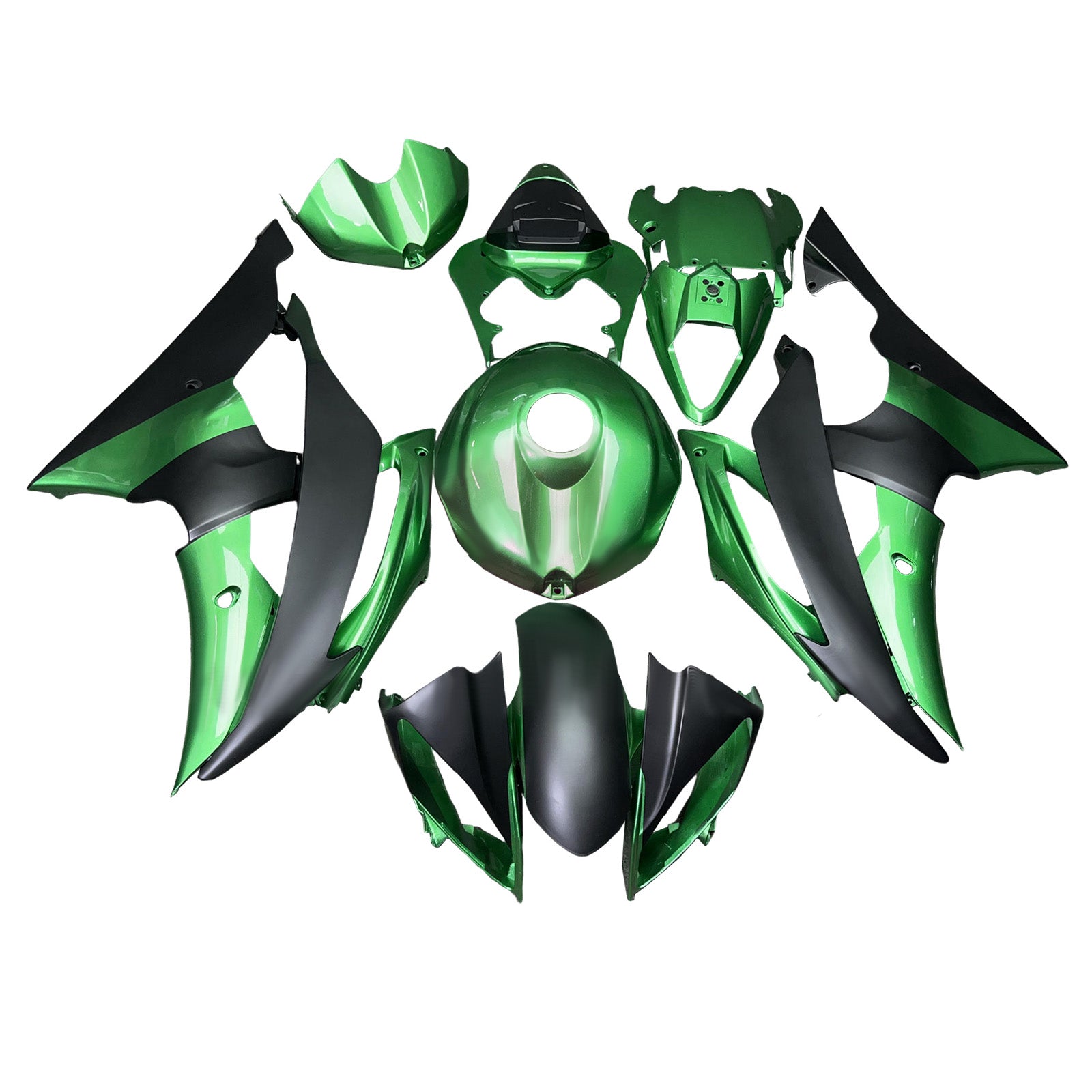 Amotopart 2008-2016 Yamaha YZF-R6 Green & Black Fairing Kit