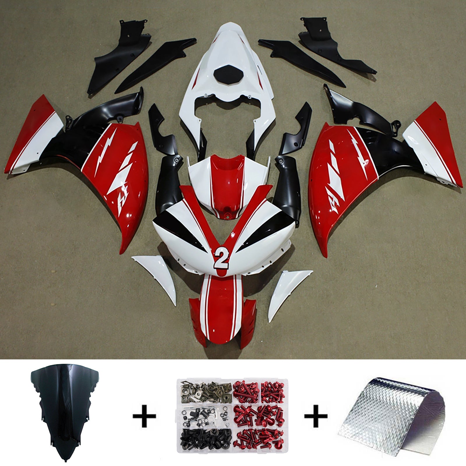 Amotopart 2009-2011 Yamaha YZF-R1 Red/White Fairing Kit