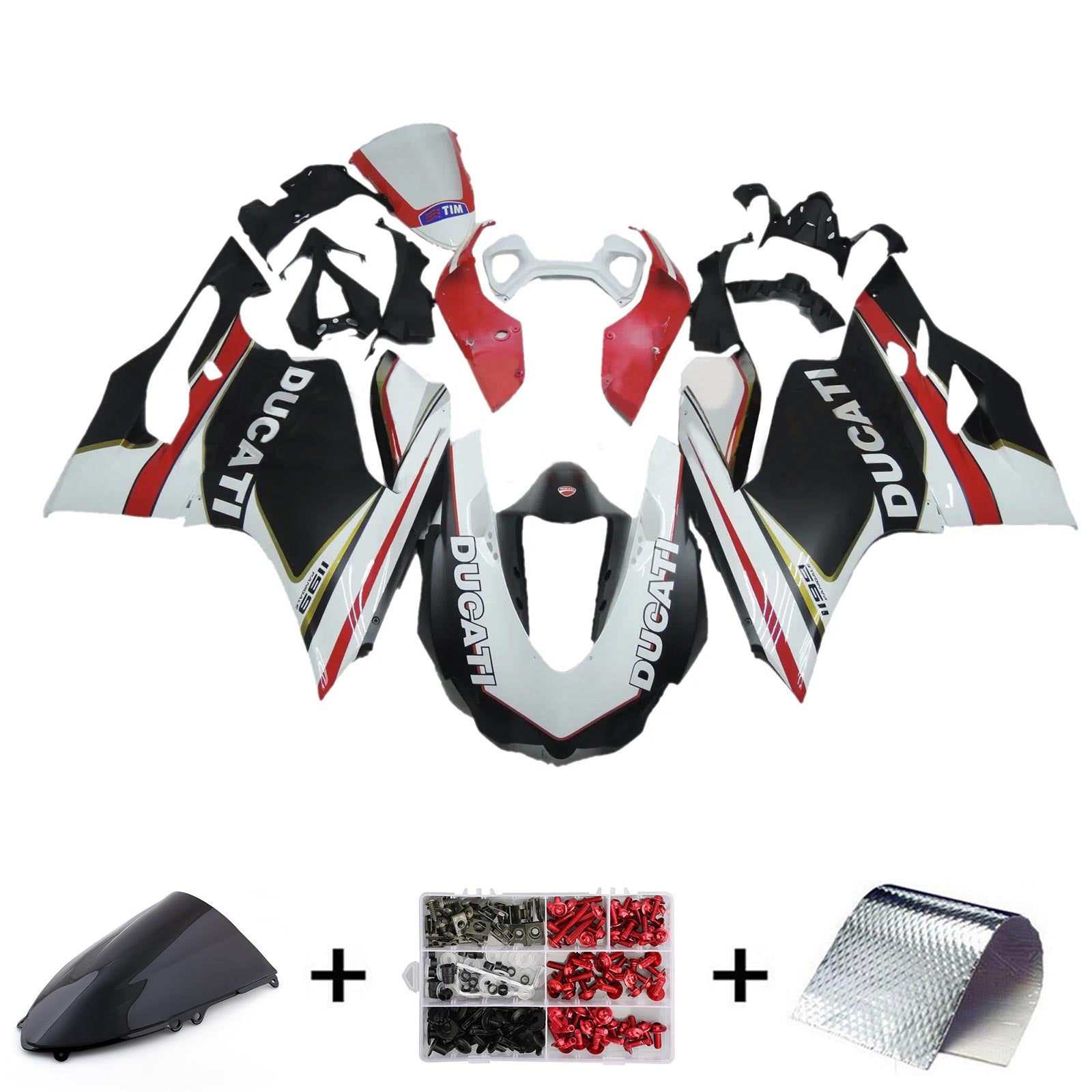 Amotopart 2012-2015 Ducati 1199 899 Kit de carénage Style2 rouge et blanc