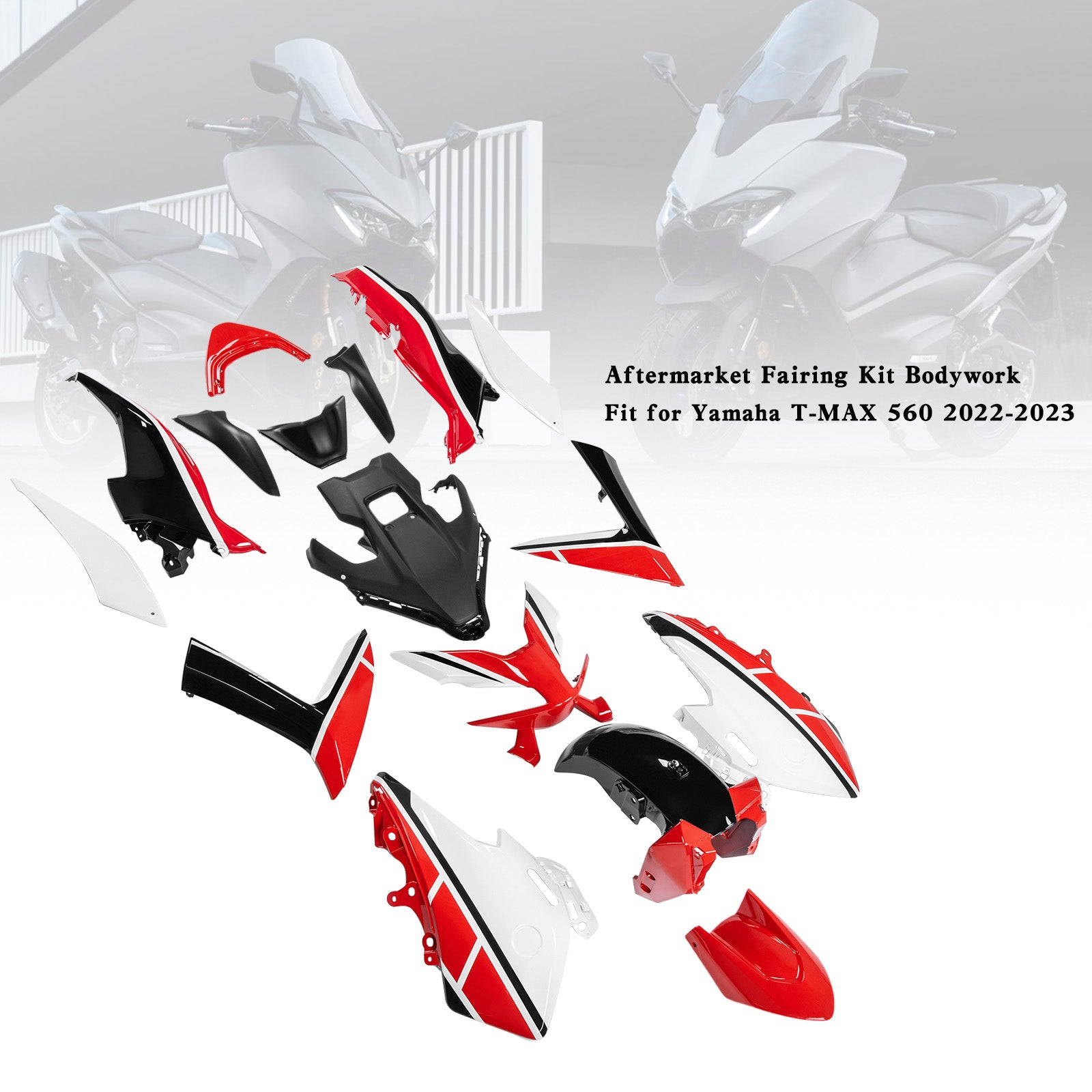 Amotopart 2023-2024 Yamaha T-MAX 560 Kit de carénage noir rouge blanc