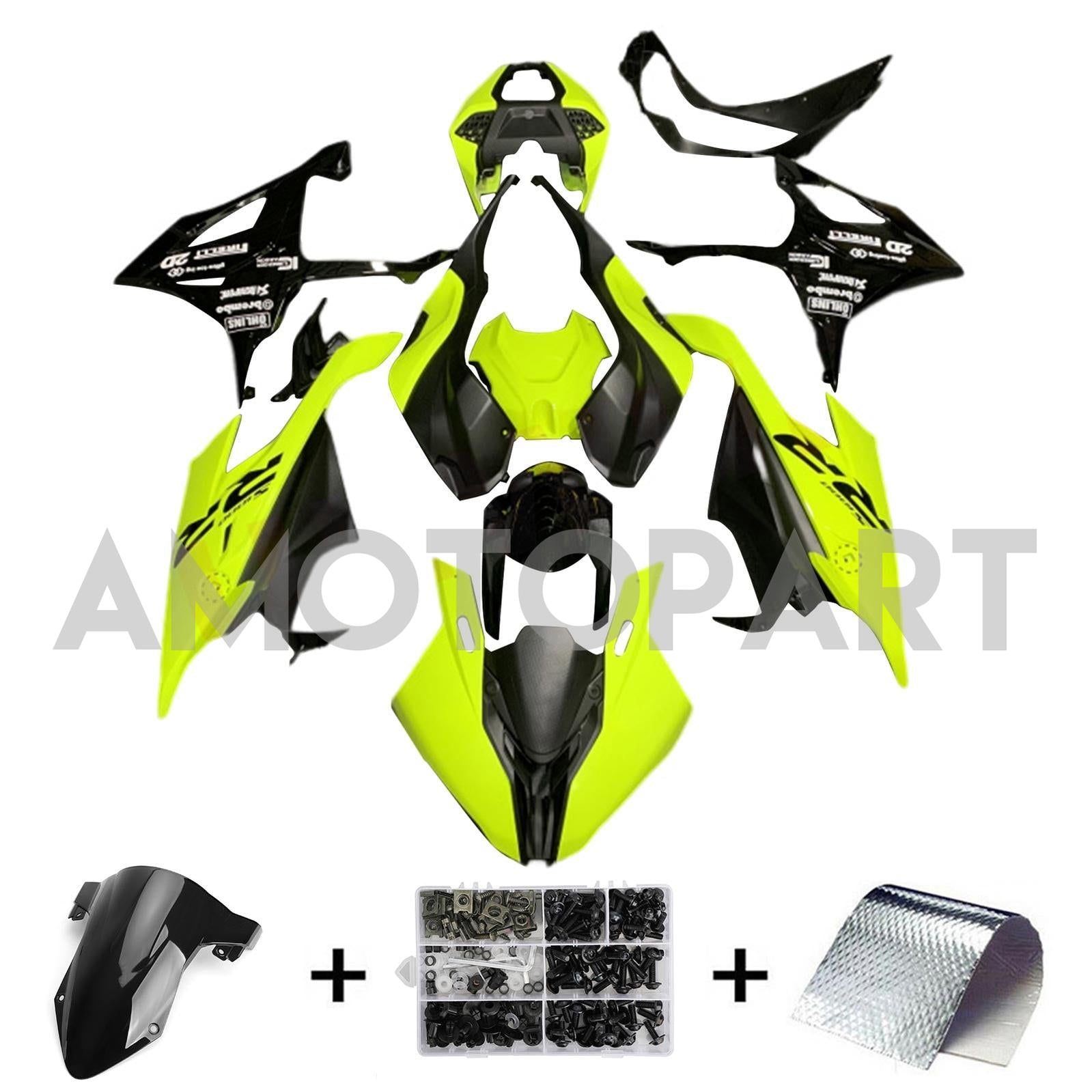 Amotopart BMW S1000RR 2019-2022 Fluorescent Chartreuse Fairing Kit
