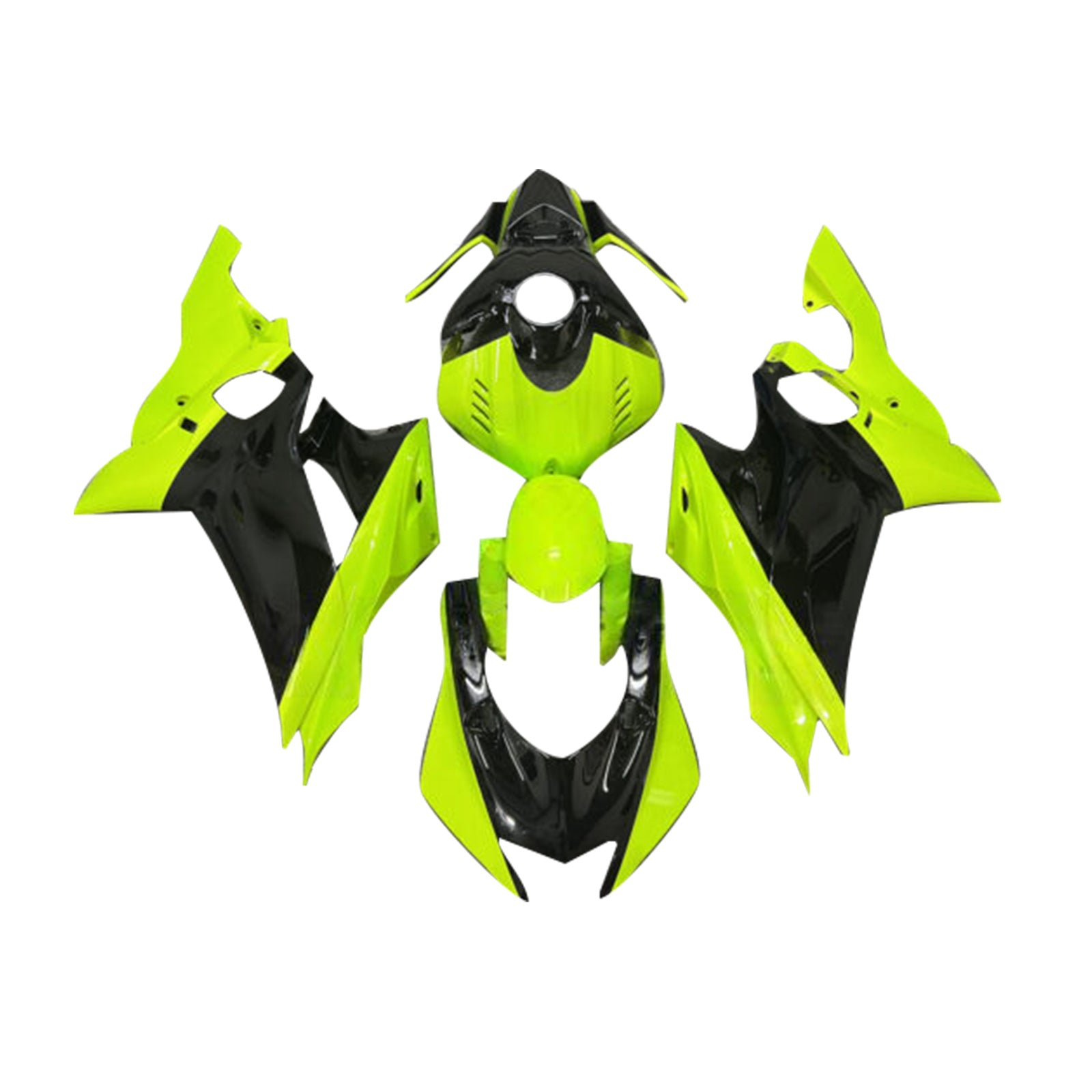 Amotopart 2017-2023 Yamaha YZF-R6 Fluorescent Yellow Black Fairing Kit