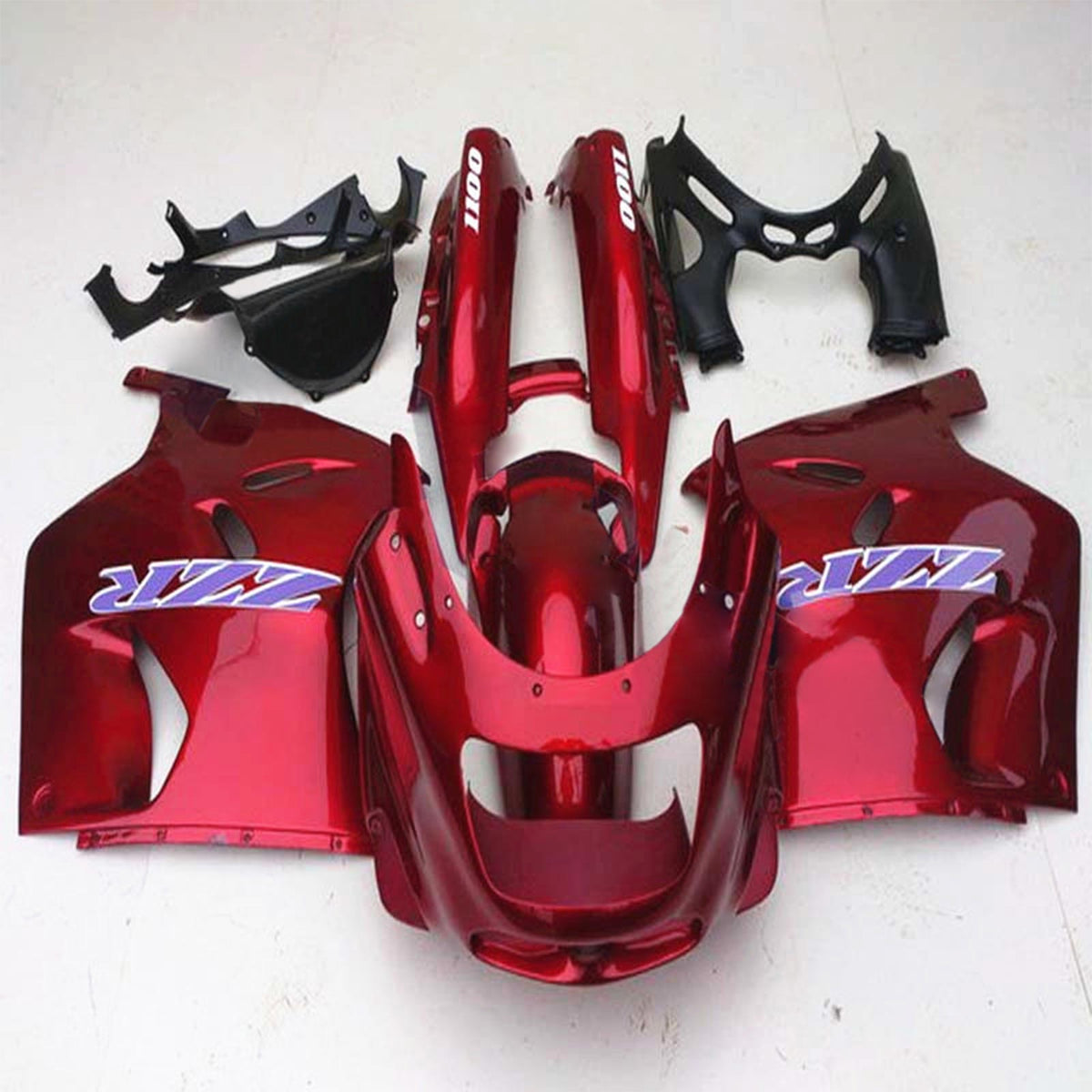 Amotopart 1993–2003 ZZR1100 Kawasaki glänzend rotes Verkleidungsset