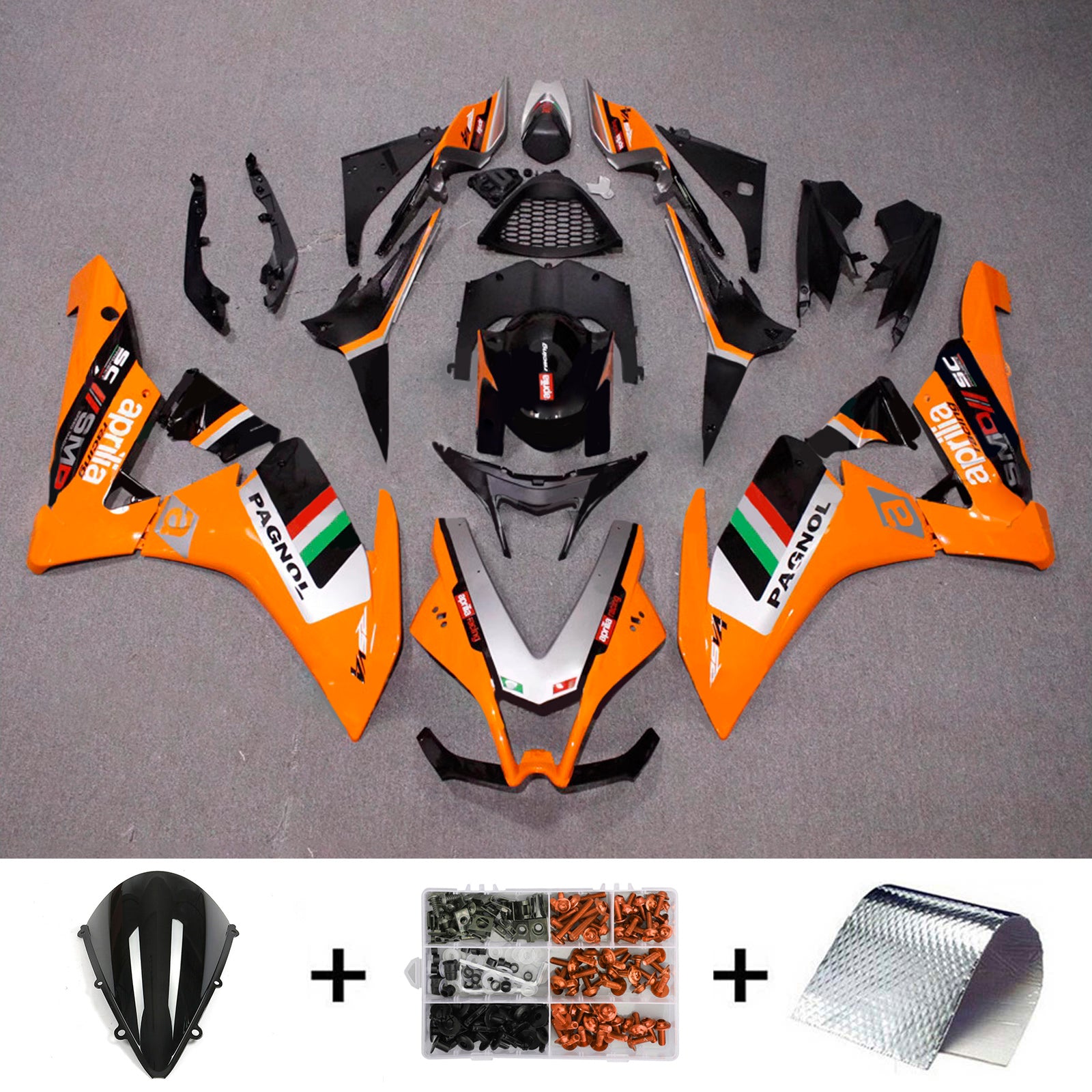 Amotopart 2009-2015 Aprilia RSV4 1000 Orange Black Fairing Kit