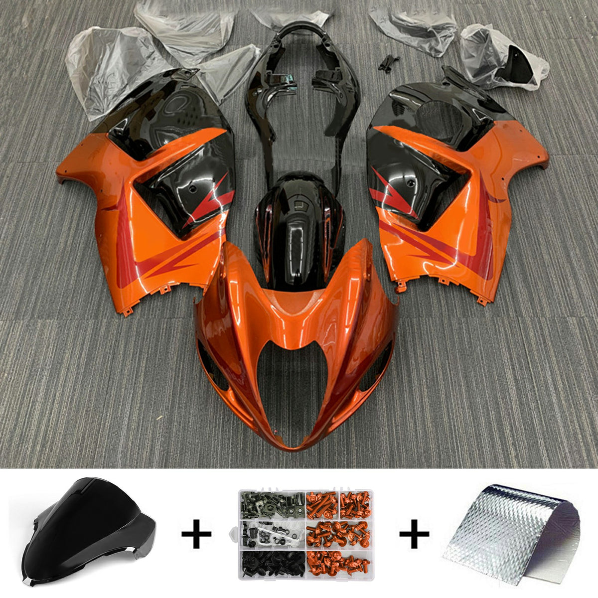 Amotopart 1999-2007 Suzuki Hayabusa GSX1300R Kit de carenado naranja oscuro brillante