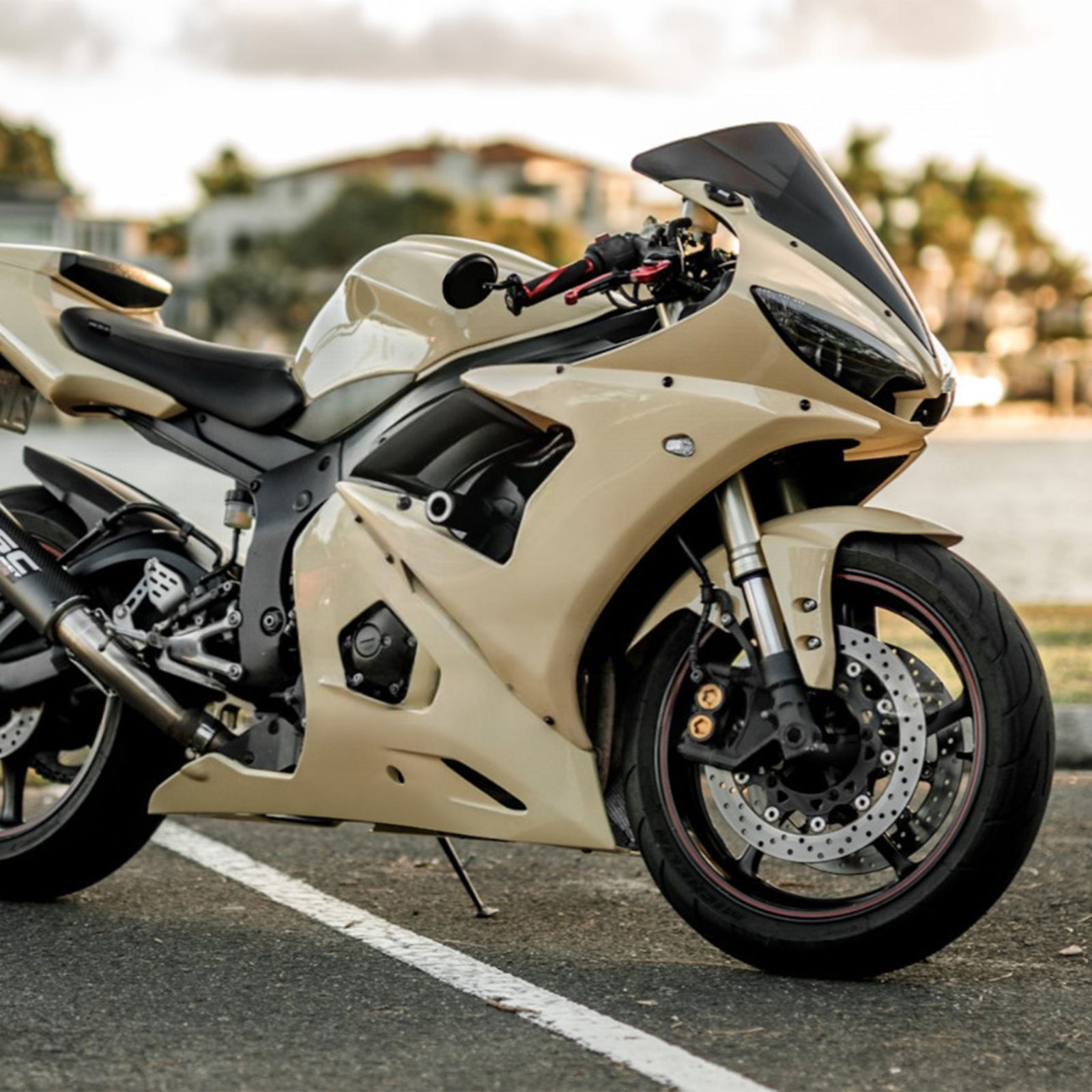 Amotopart 2005 Yamaha YZF-R6 Ivory White Fairing Kit