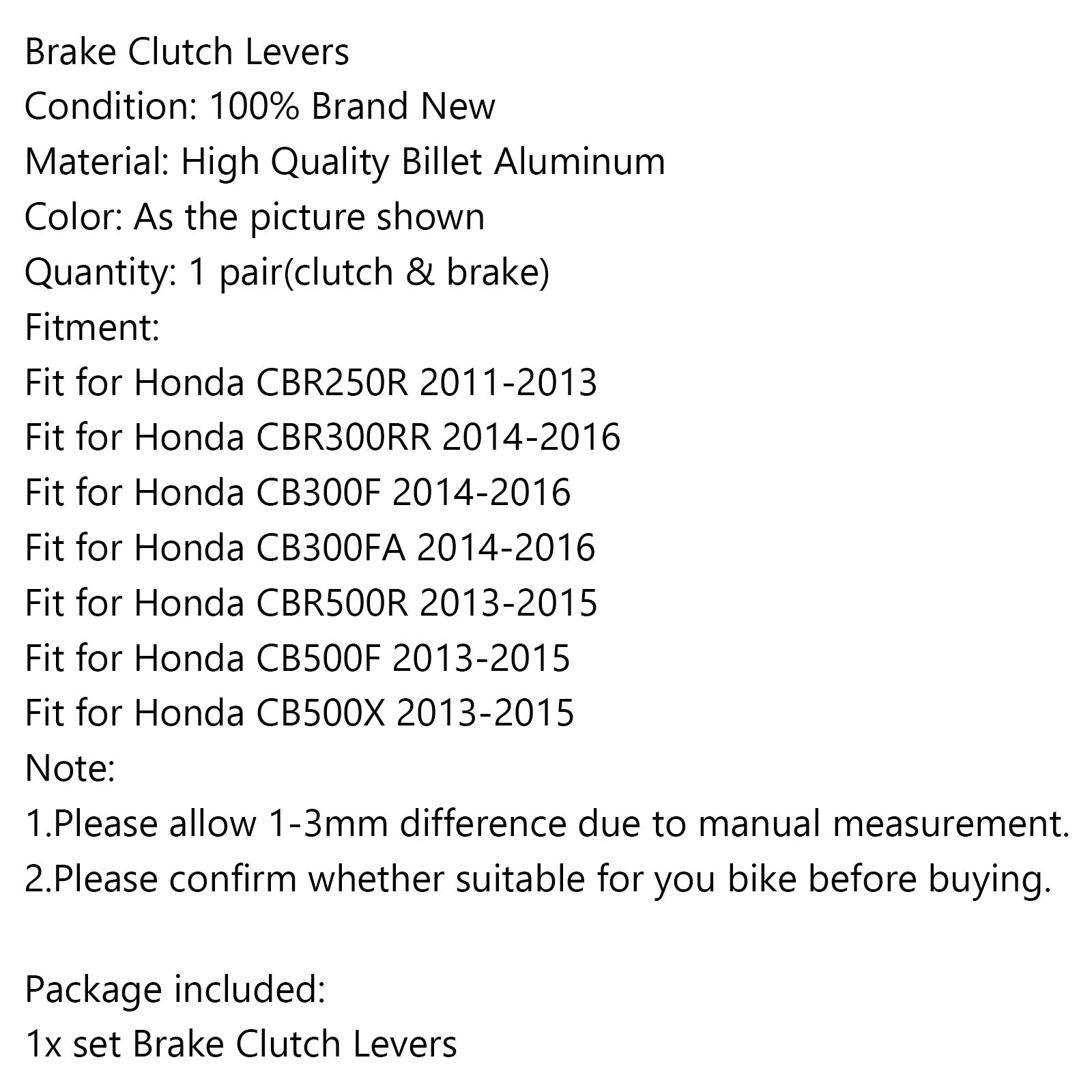 ブレーキクラッチレバーホンダ CBR300RR CB300F/FA 14-16 CBR500R CB500F/X 13-15