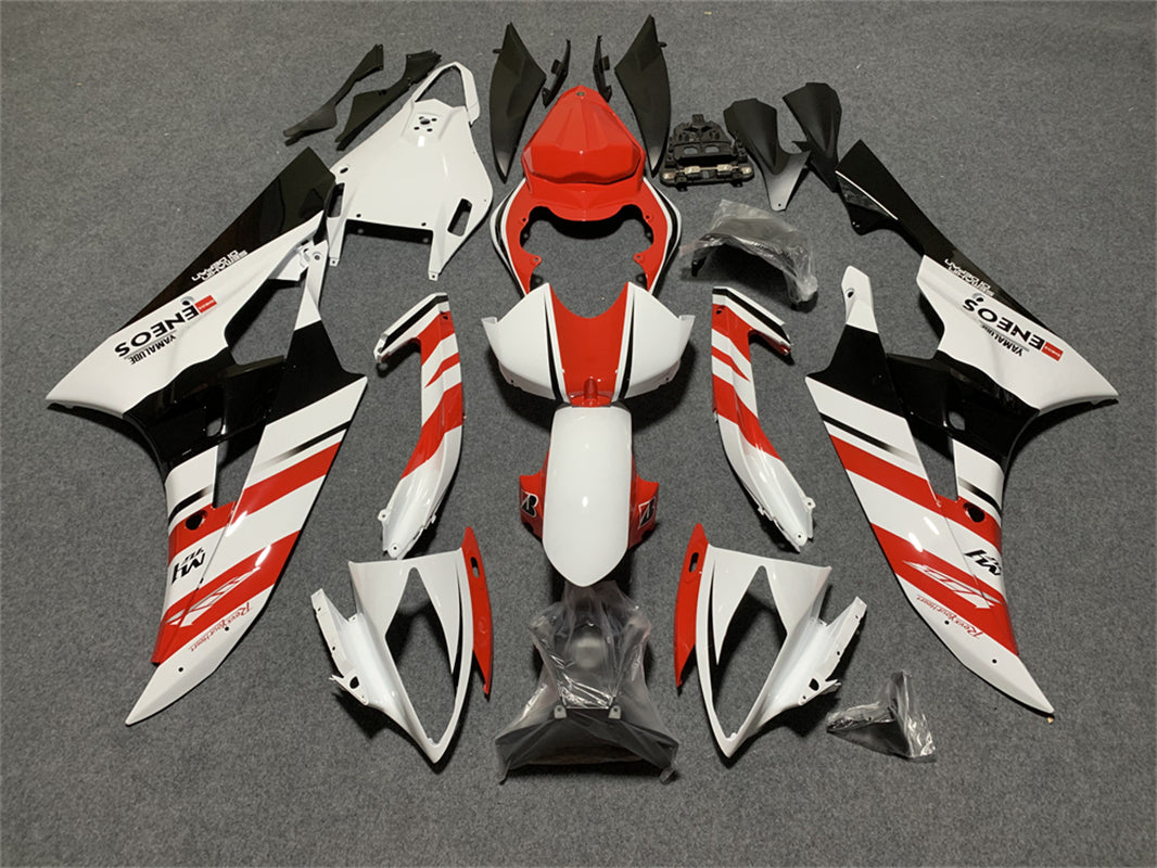 Kit de carenado Amotopart Yamaha YZF 600 R6 2006-2007 blanco y rojo