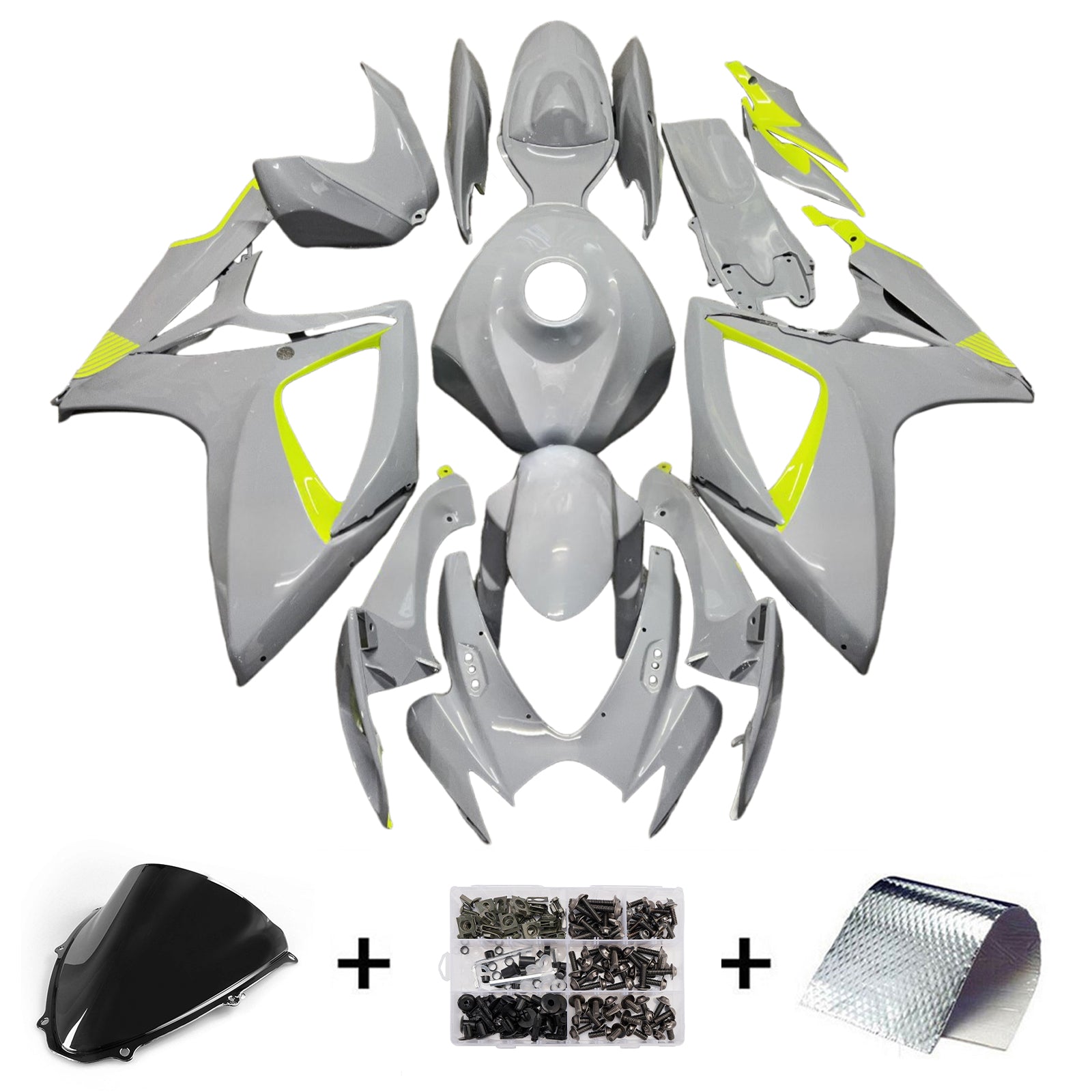 Amotopart 2006-2007 Suzuki GSXR 600/750 Grey Yellow Fairing Kit