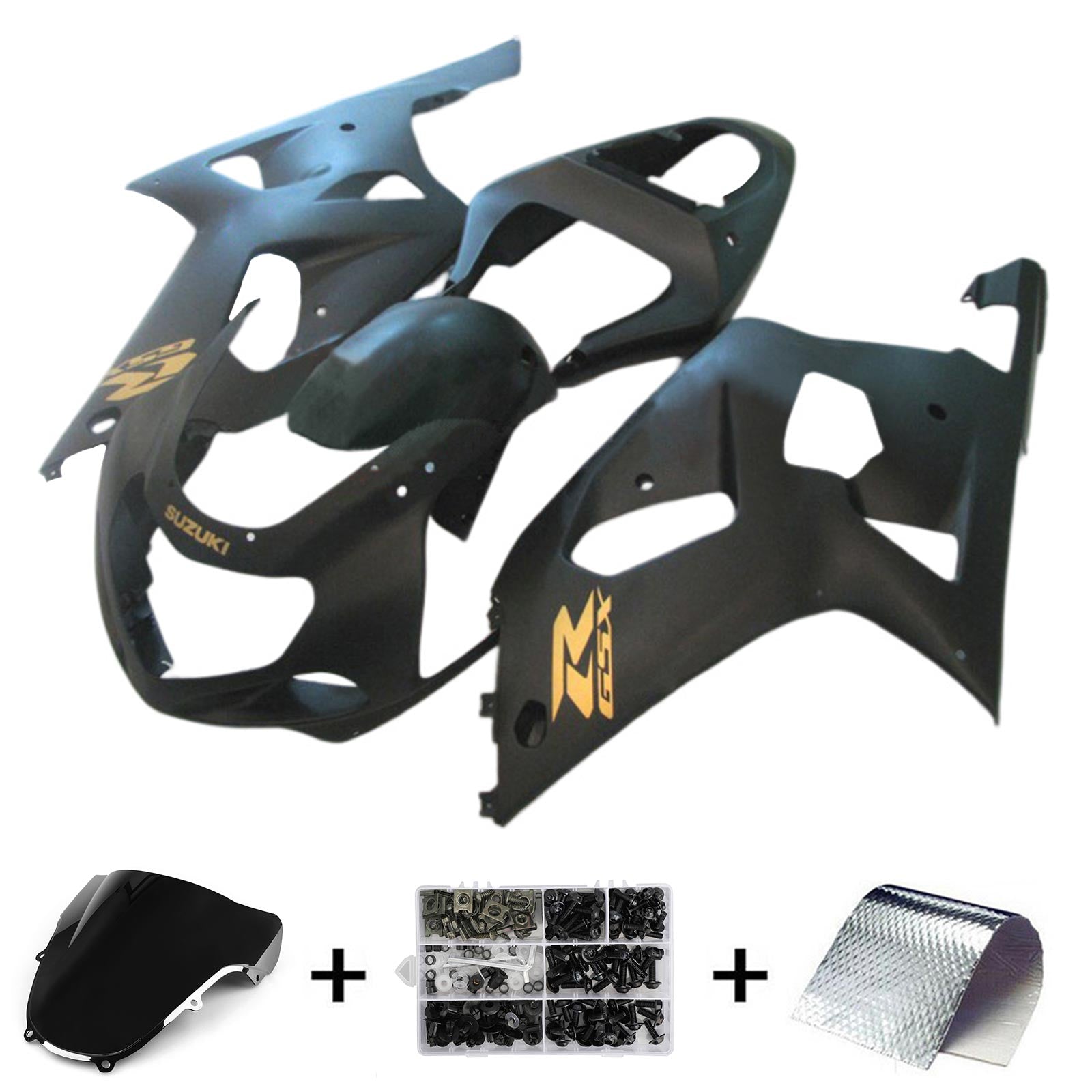 Amotopart Suzuki 01-03 GSXR600 y 00-03 GSXR750 Kit de carenado negro mate