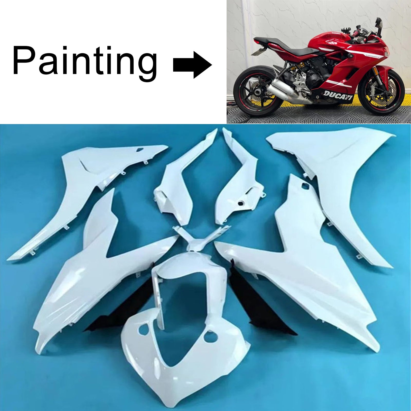 Amotopart 2017-2022 Kit carena Ducati Supersport 939 / 939S Nero Bianco Rosso