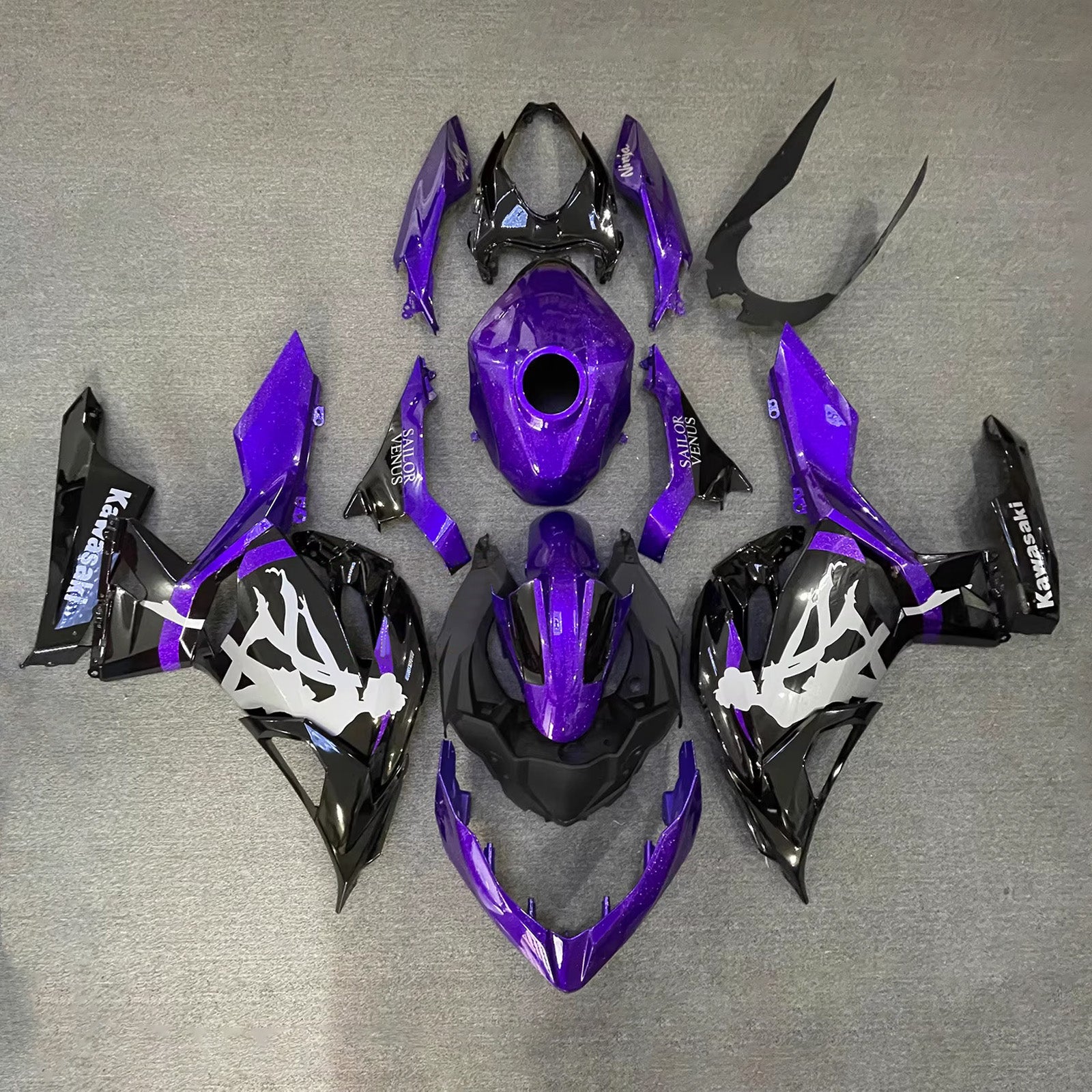 Amotopart 2018-2024 Kawasaki EX400/Ninja400 Purple Black Grey Fairing Kit