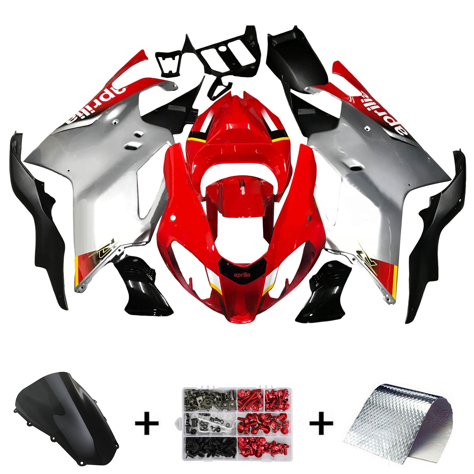 Amotopart 2003–2006 Aprilia RSV1000 rot-graues Verkleidungsset