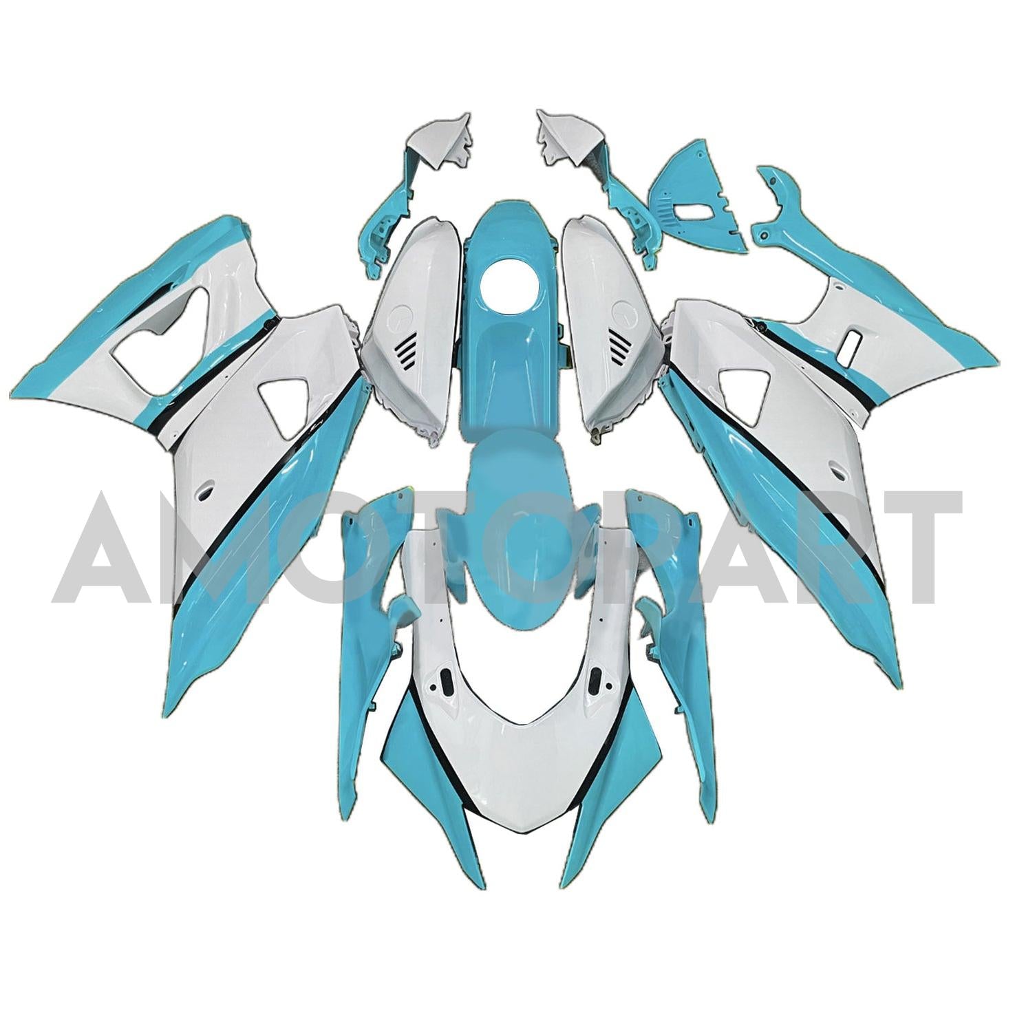 Amotopart 2021-2025 Yamaha YZF-R7 White Light Blue Fairing Kit