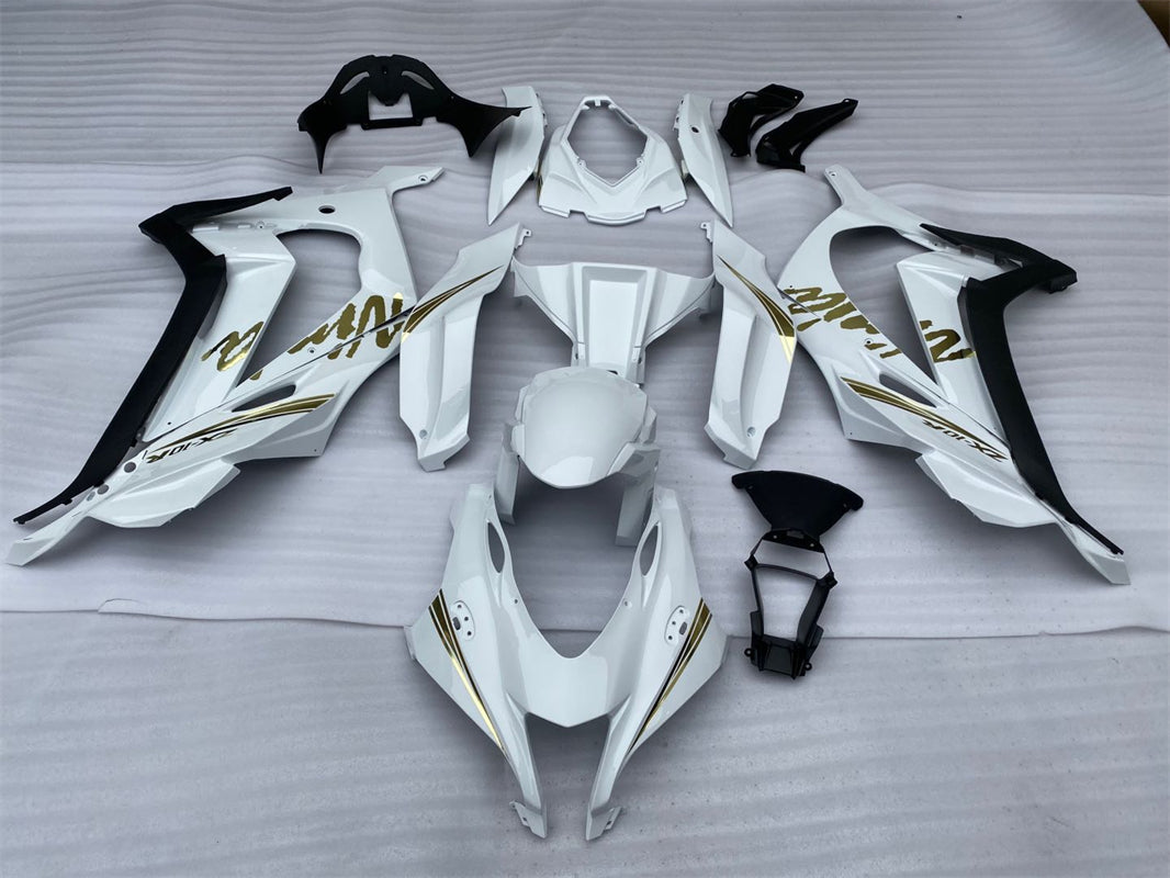 Amotopart Kawasaki ZX10R 2016–2020 Verkleidungsset in Weiß und Gold