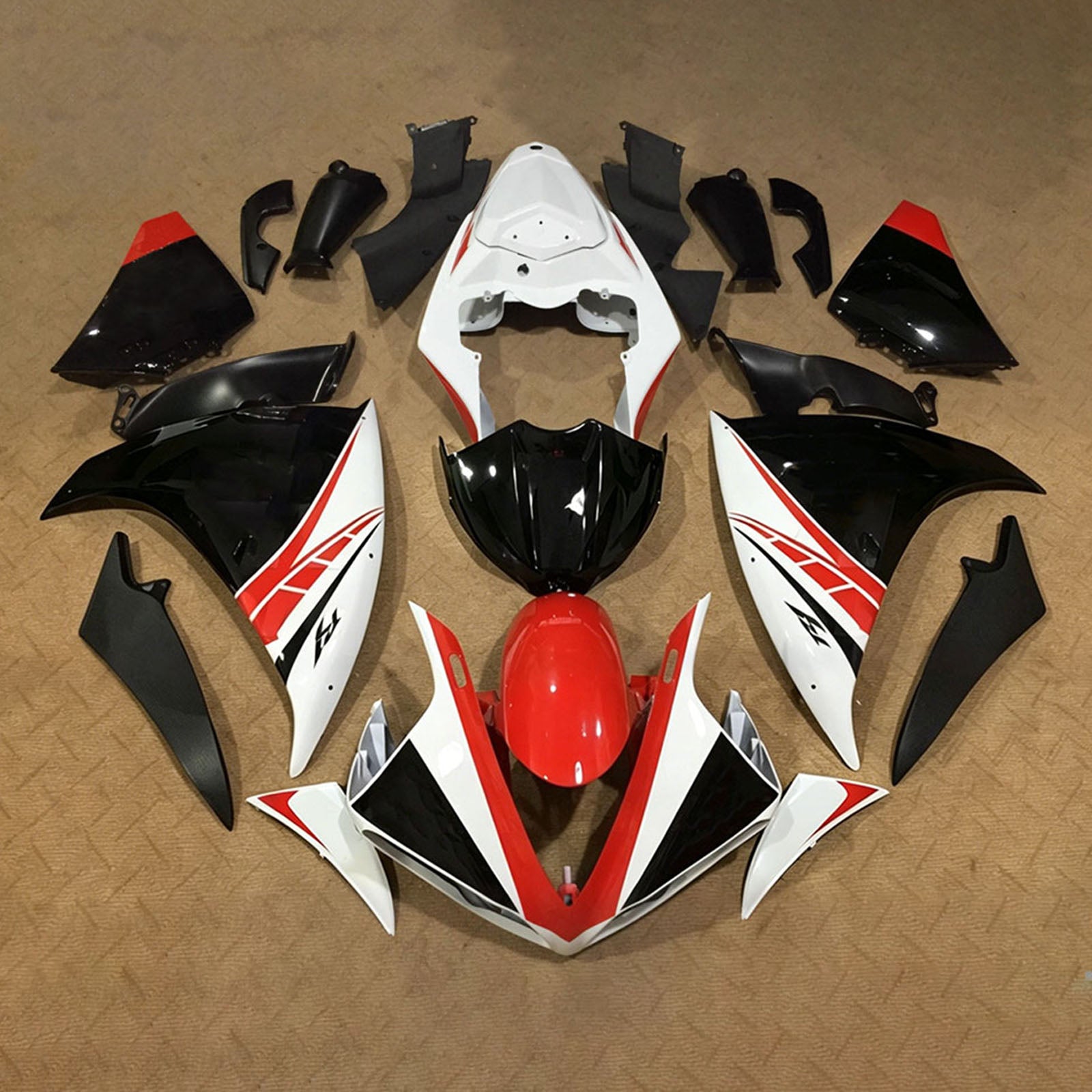 Amotopart 2012-2014 Yamaha YZF-R1 White/Black Fairing Kit