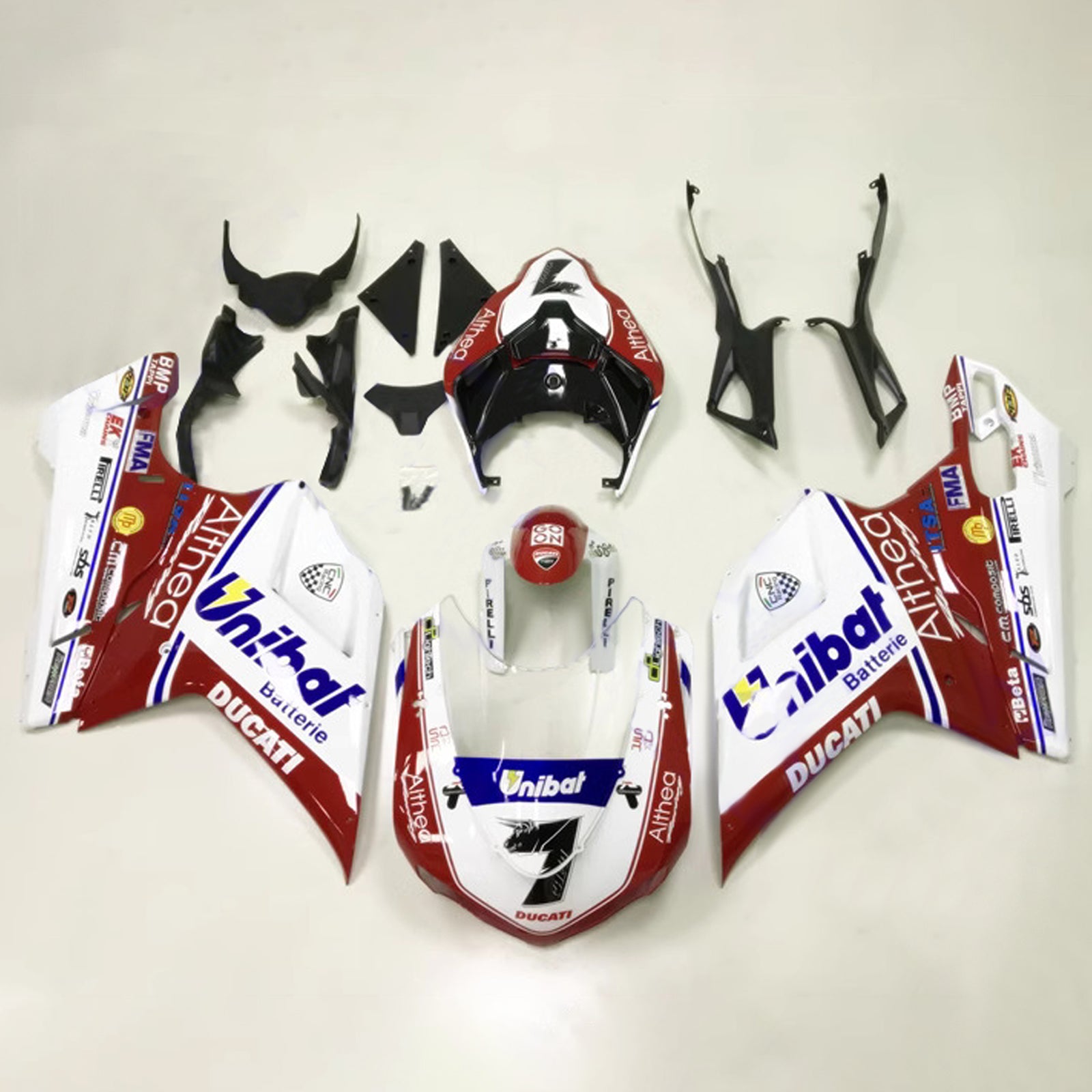 Amotopart 2007-2011 Ducati 1098/1198/848 Glossy Red White Fairing Kit