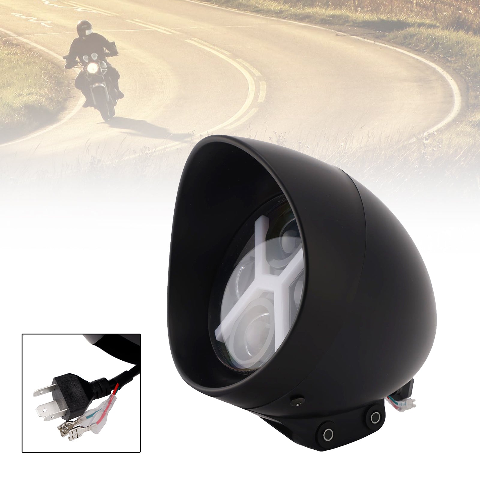 5.75" Motorcycle Spotlight Headlight Led 4000lm Cruise Cafe Racer Chrome