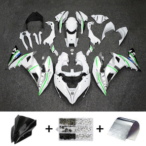 Amotopart 2017-2019 Kawasaki ER6F/Ninja650R White with Green Stripe Fairing Kit