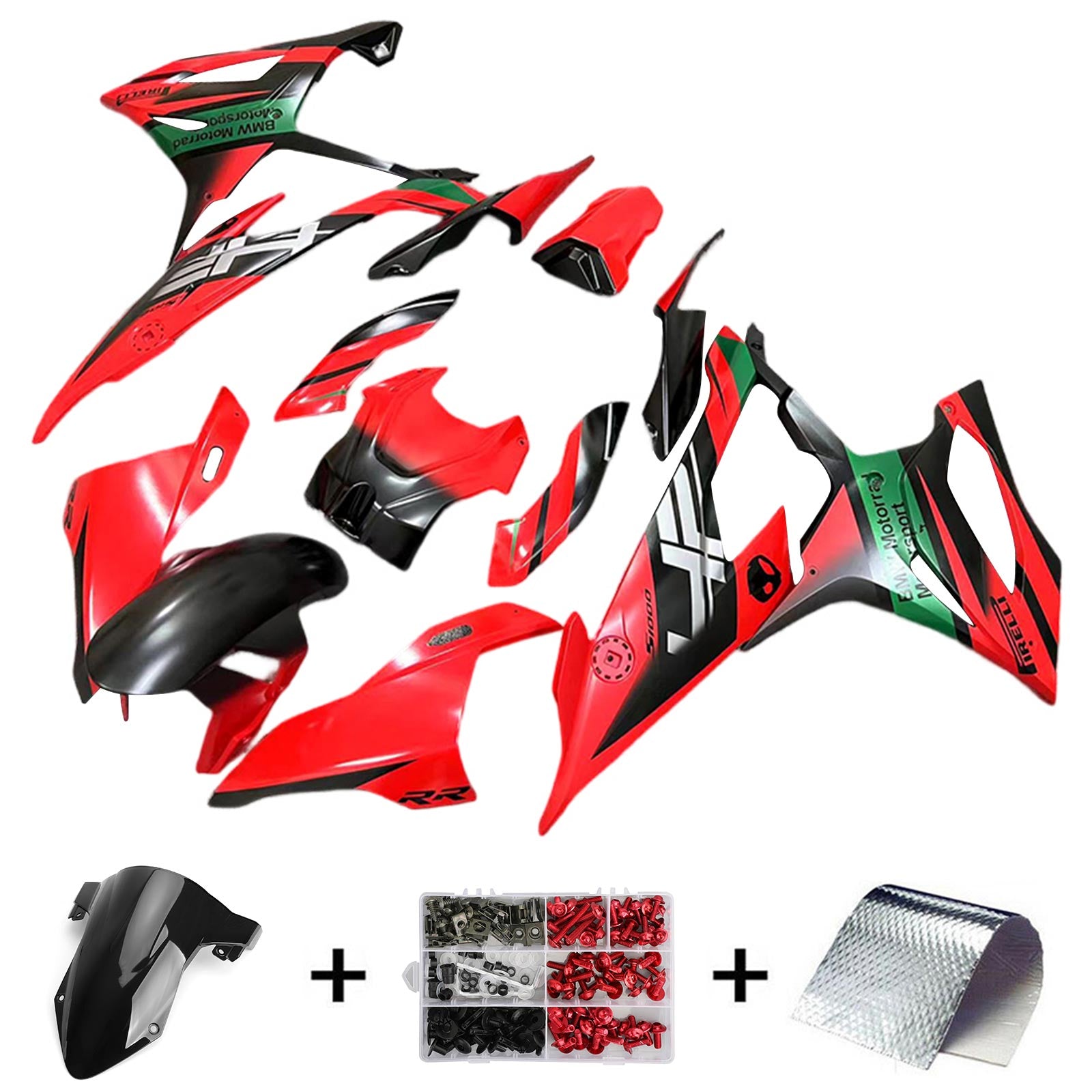 Amotopart BMW S1000RR 2019-2022 Red&Black Style3 Fairing Kit